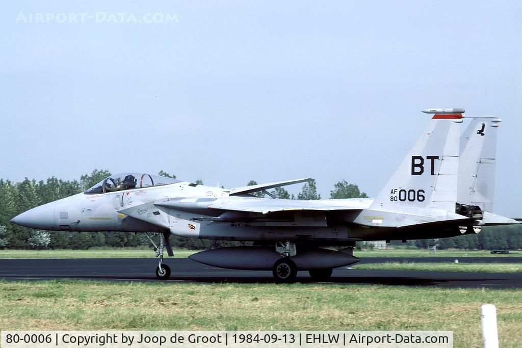 80-0006, 1980 McDonnell Douglas F-15C Eagle C/N 0640/C155, 22 TFS/36 TFW from Bitburg visiting Leeuwarden for a DACT-exercise over the North Sea.