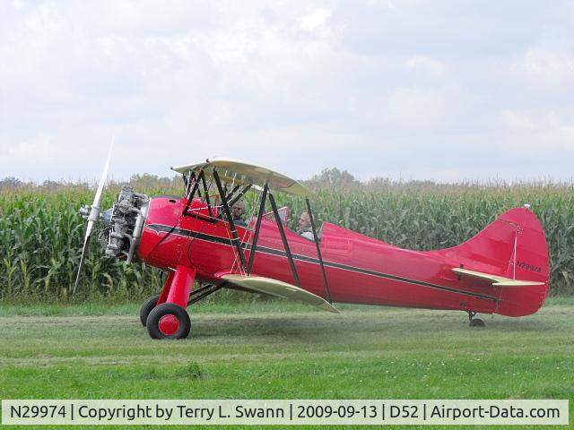 N29974, 1940 Waco UPF-7 C/N 5471, Taxing on the runway at Geneseo during the Chicken BBQ and Corn Roast.