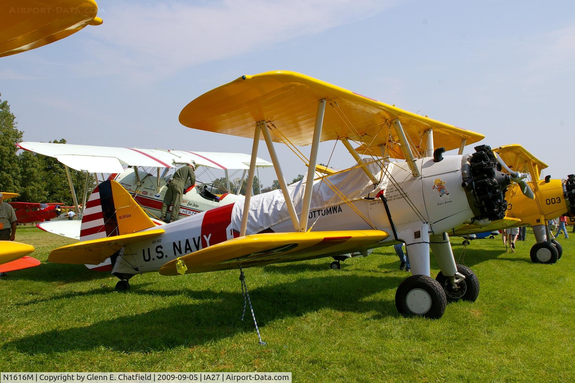 N1616M, 1943 Boeing A75N1(PT17) C/N 75-8286, At the Antique Airplane Association Fly In.  N2S-5 43192