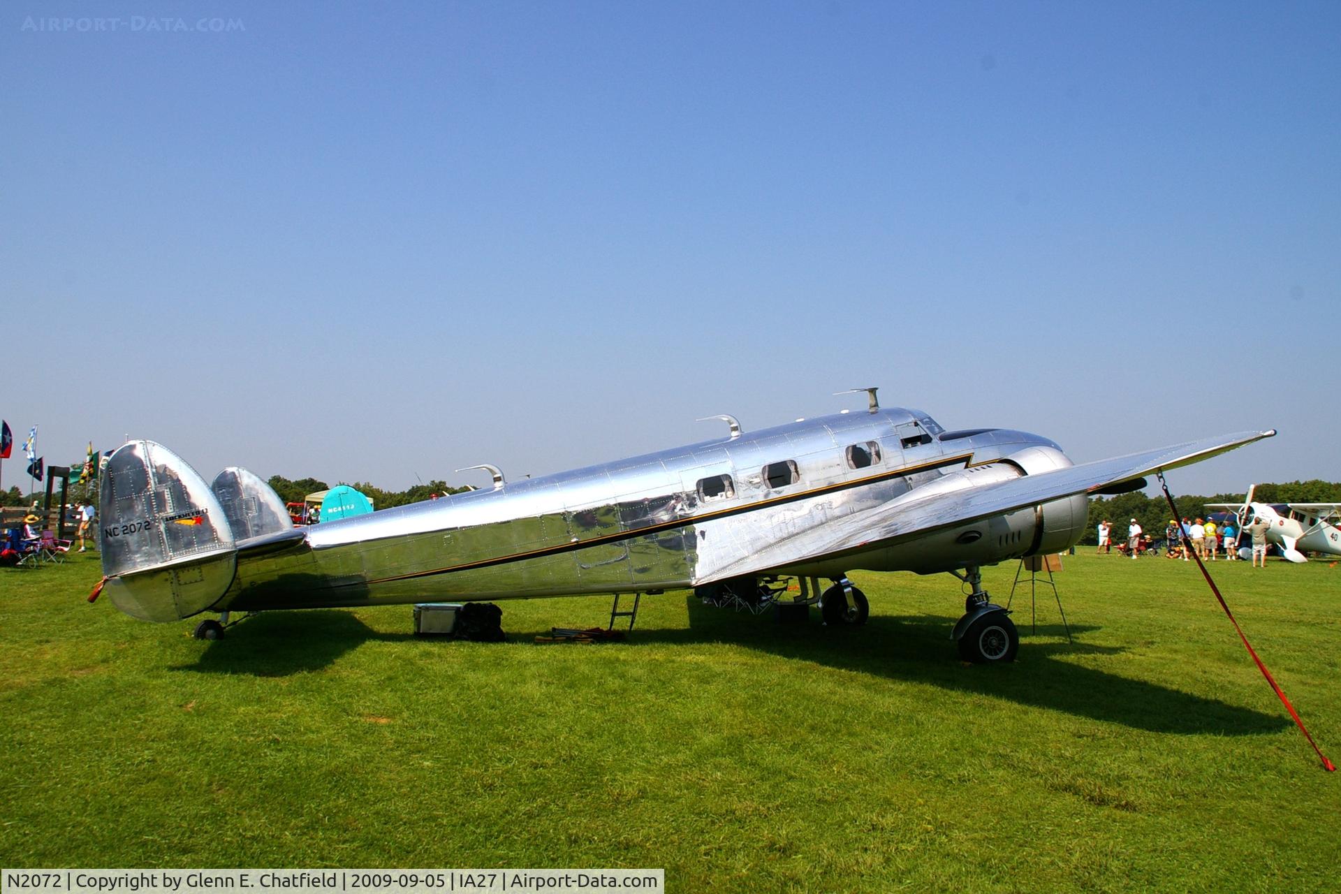 N2072, 1936 Lockheed 12A Electra Junior C/N 1208, At the Antique Airplane Association Fly In
