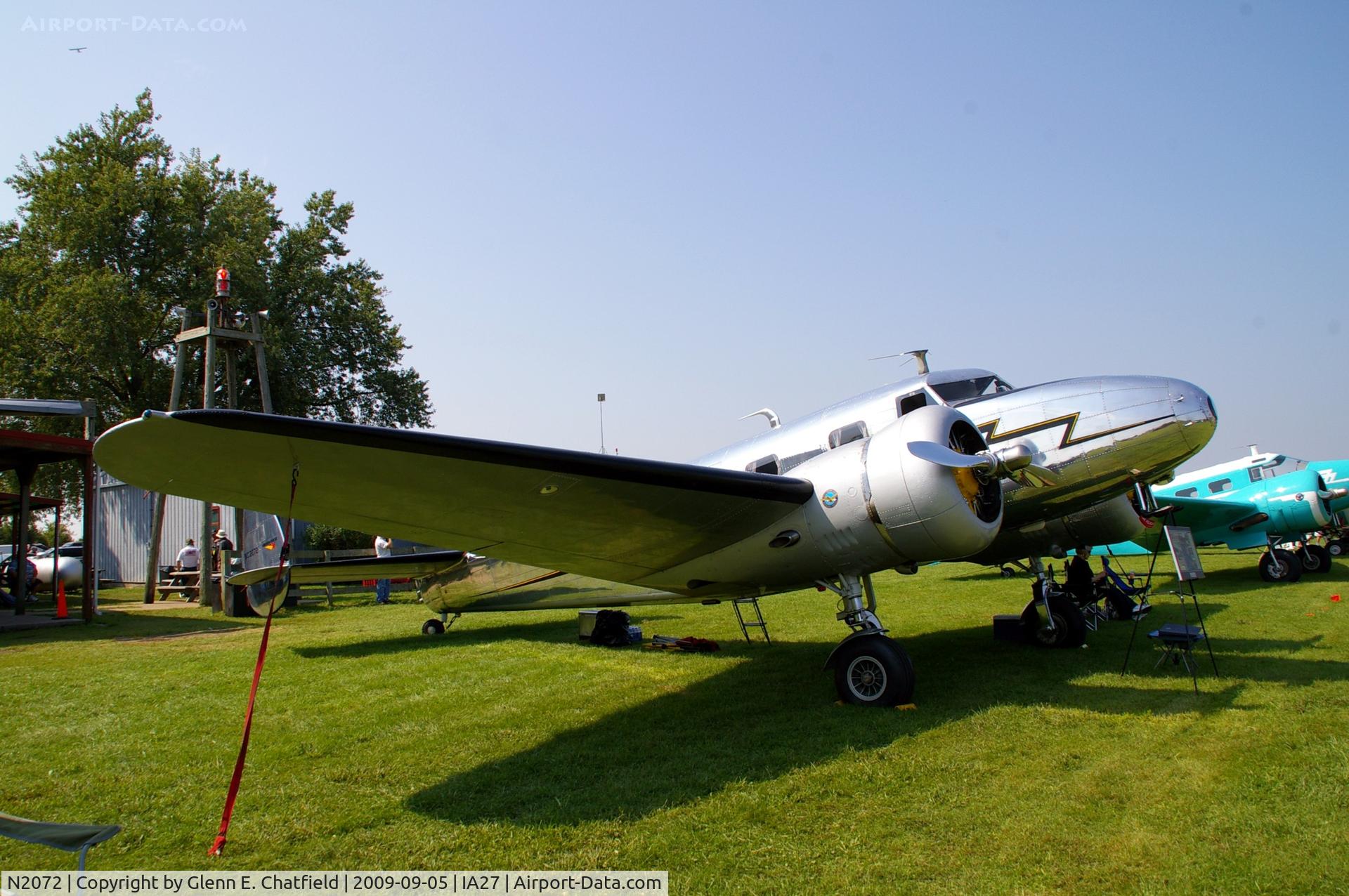 N2072, 1936 Lockheed 12A Electra Junior C/N 1208, At the Antique Airplane Association Fly In