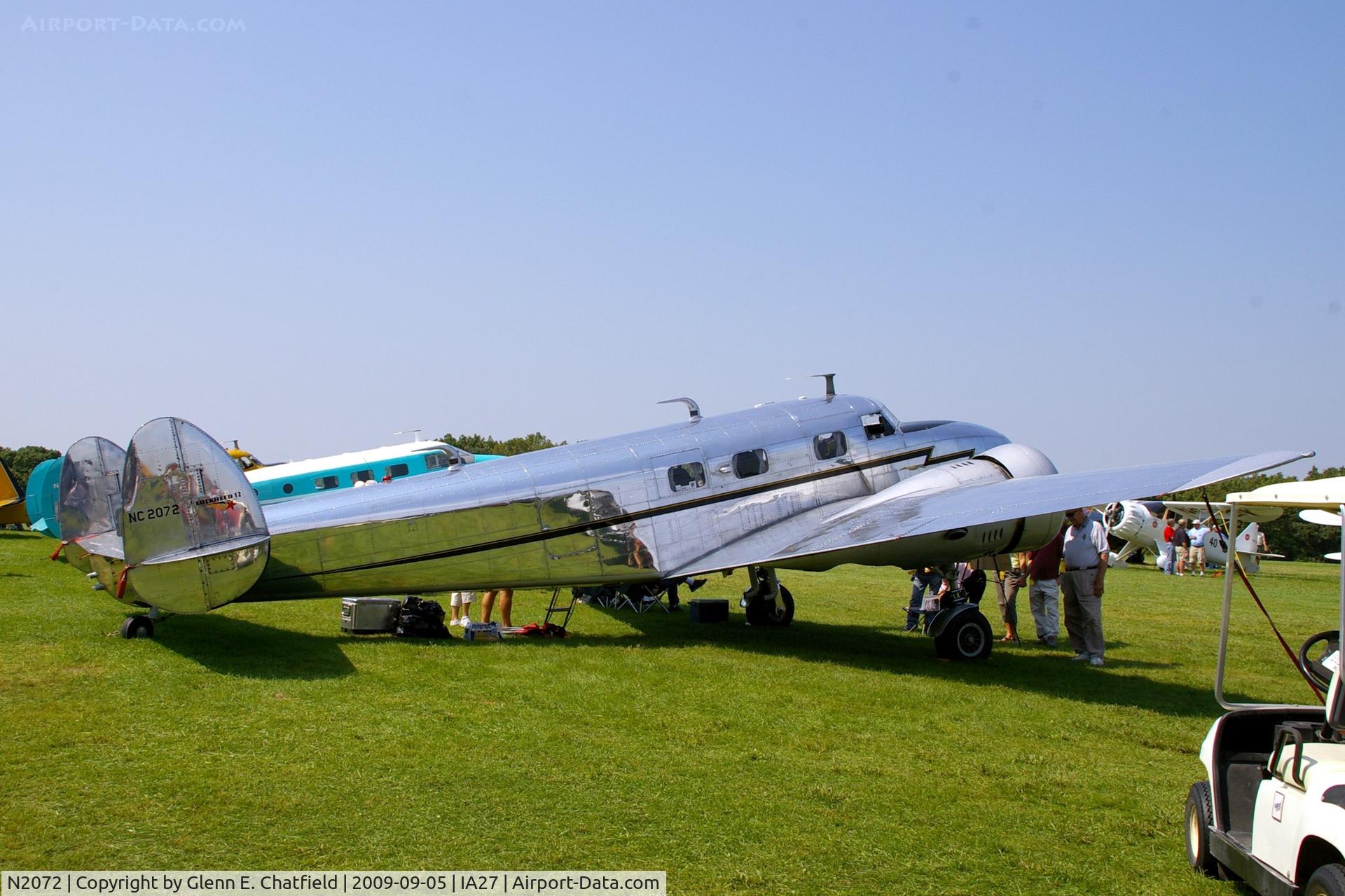 N2072, 1936 Lockheed 12A Electra Junior C/N 1208, At the Antique Airplane Association Fly In