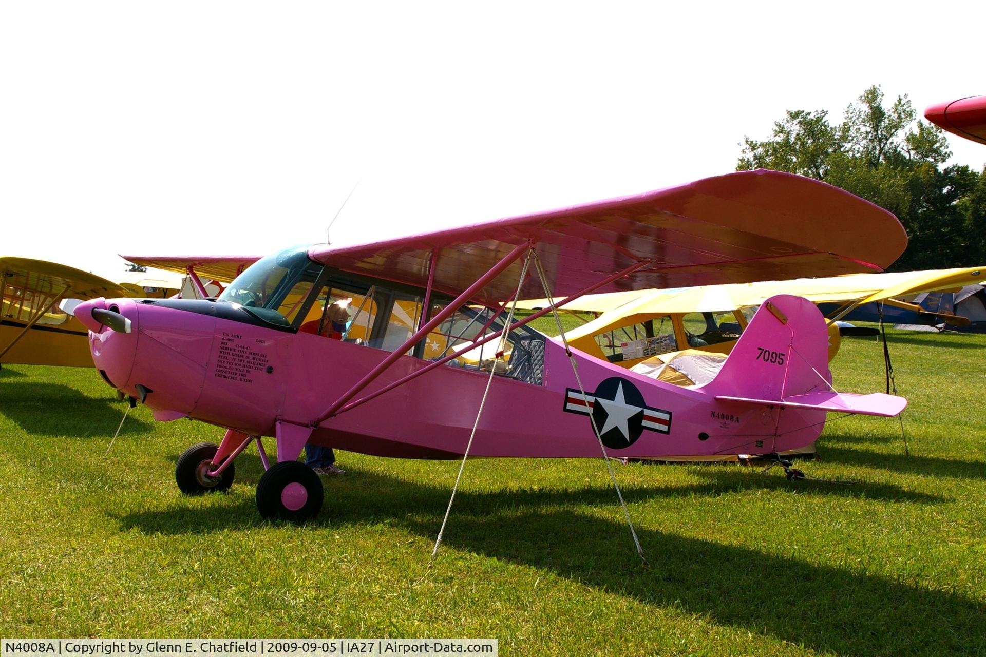 N4008A, 1947 Aeronca 7BCM C/N 47-1095, At the Antique Airplane Association Fly In. L-16A 47-1095
