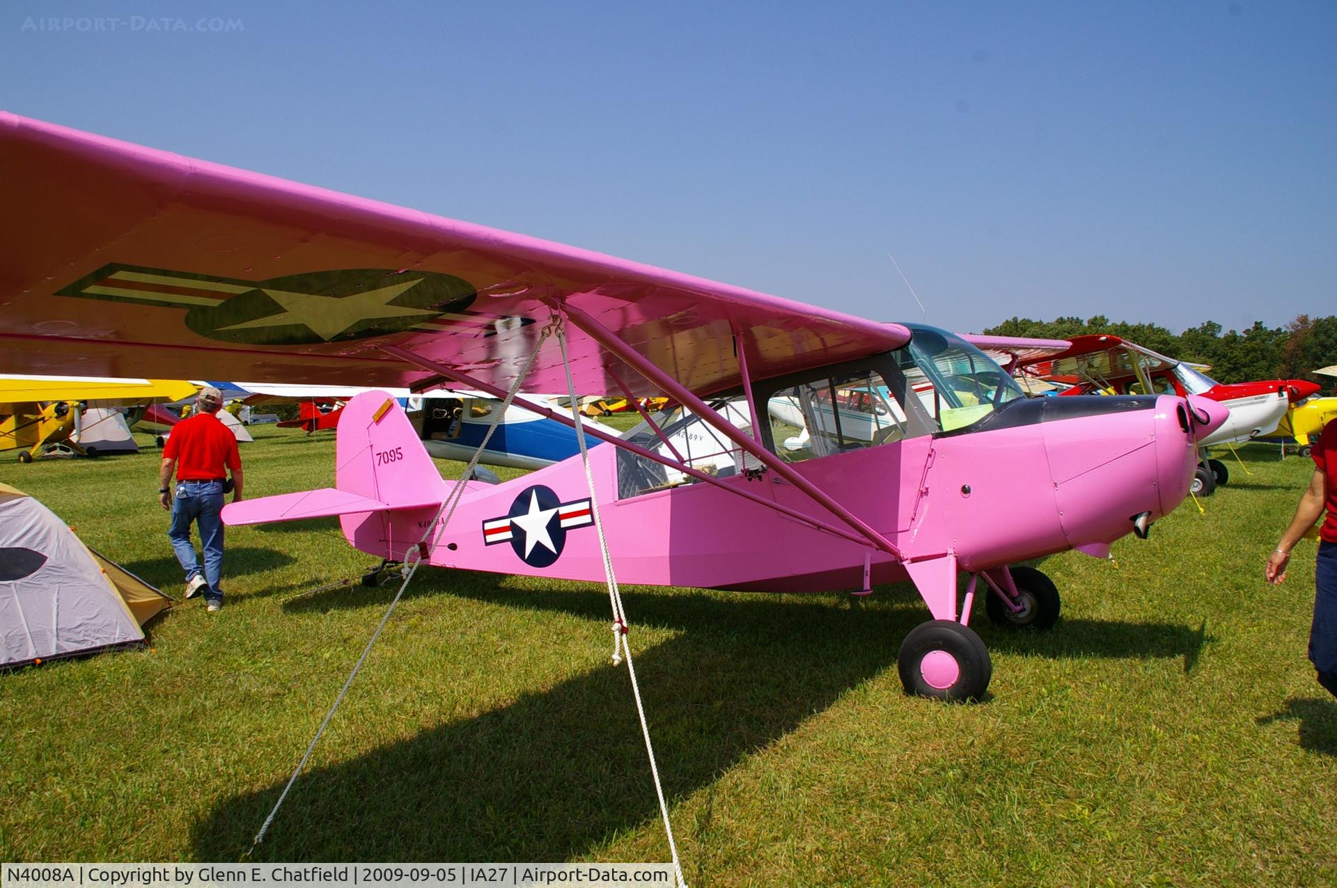 N4008A, 1947 Aeronca 7BCM C/N 47-1095, At the Antique Airplane Association Fly In. L-16A 47-1095