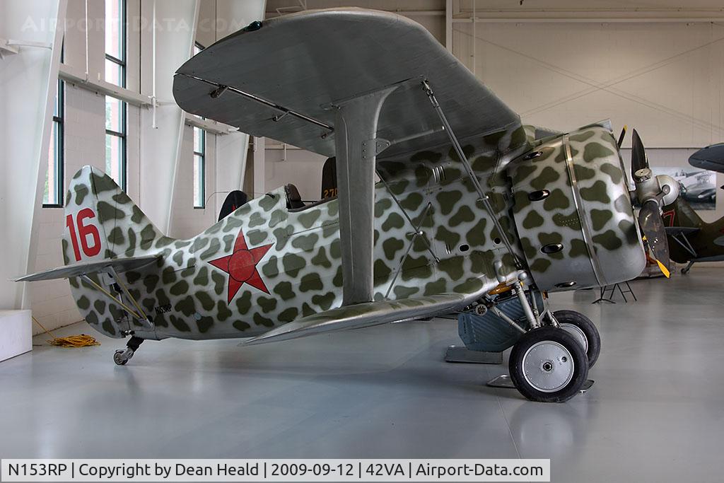 N153RP, 1938 Polikarpov I-153 Chaika C/N 6316, 1938 Polikarpov I-153 Chaika N153RP on display at the Military Aviation Museum in Virginia Beach, Virginia. This gull-winged biplane is powered by a 1000-hp powerplant. It once flew with the 2nd Aviation Fighter Squadron of the Soviet Northern Navy. 
