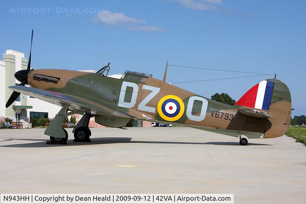 N943HH, 1943 Hawker (CCF) Hurricane Mk12 C/N 56022, 1943 Hawker Hurricane Mk.IIB N943HH on display at the Military Aviation Museum in Virginia Beach, VA. This aircraft is almost completely original, including the original 1,280 hp Packard Merlin 29 powerplant.
