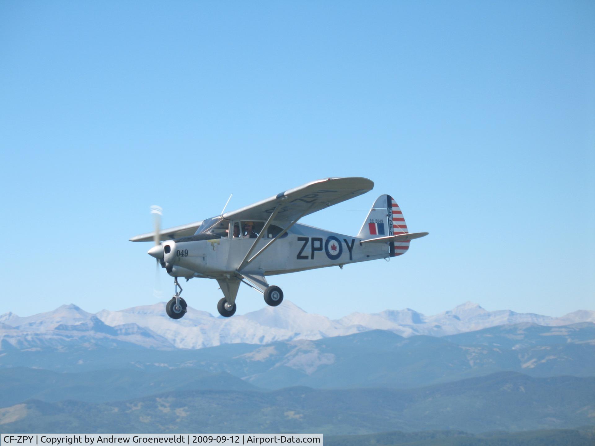 CF-ZPY, 1954 Piper PA-22-135 Tri-Pacer C/N 22-2049, West of Turner Valley, Alberta