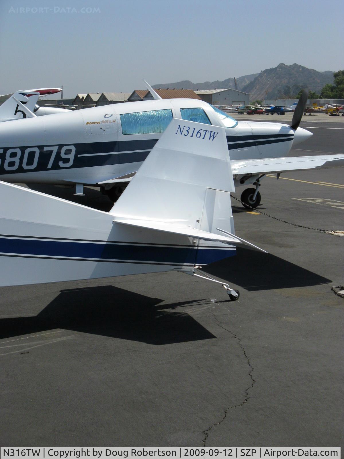 N316TW, 2006 Wittman W-10 Tailwind C/N 1206JR, 2006 Rust TAILWIND W10, Lycoming O-320, the Wittman tail with small rudder