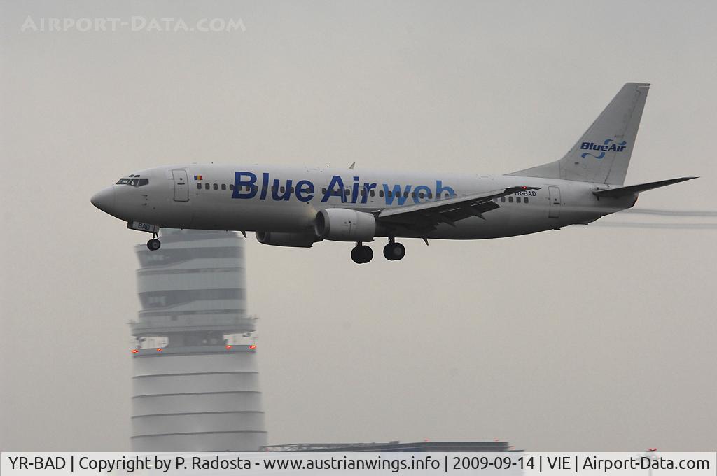 YR-BAD, 1992 Boeing 737-4C9 C/N 25429, Probably the first visit of a Blue Air 737 at VIE - arriving as JOR 153 from Bucharest