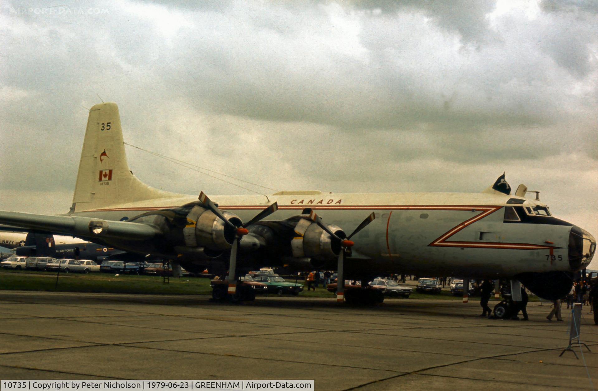 10735, Canadair CP-107 Argus 2 (CL-28-2) C/N 26, CP-107 Argus of 415 Squadron Canadian Armed Forces at the 1979 Intnl Air Tattoo at RAF Greenham Common.