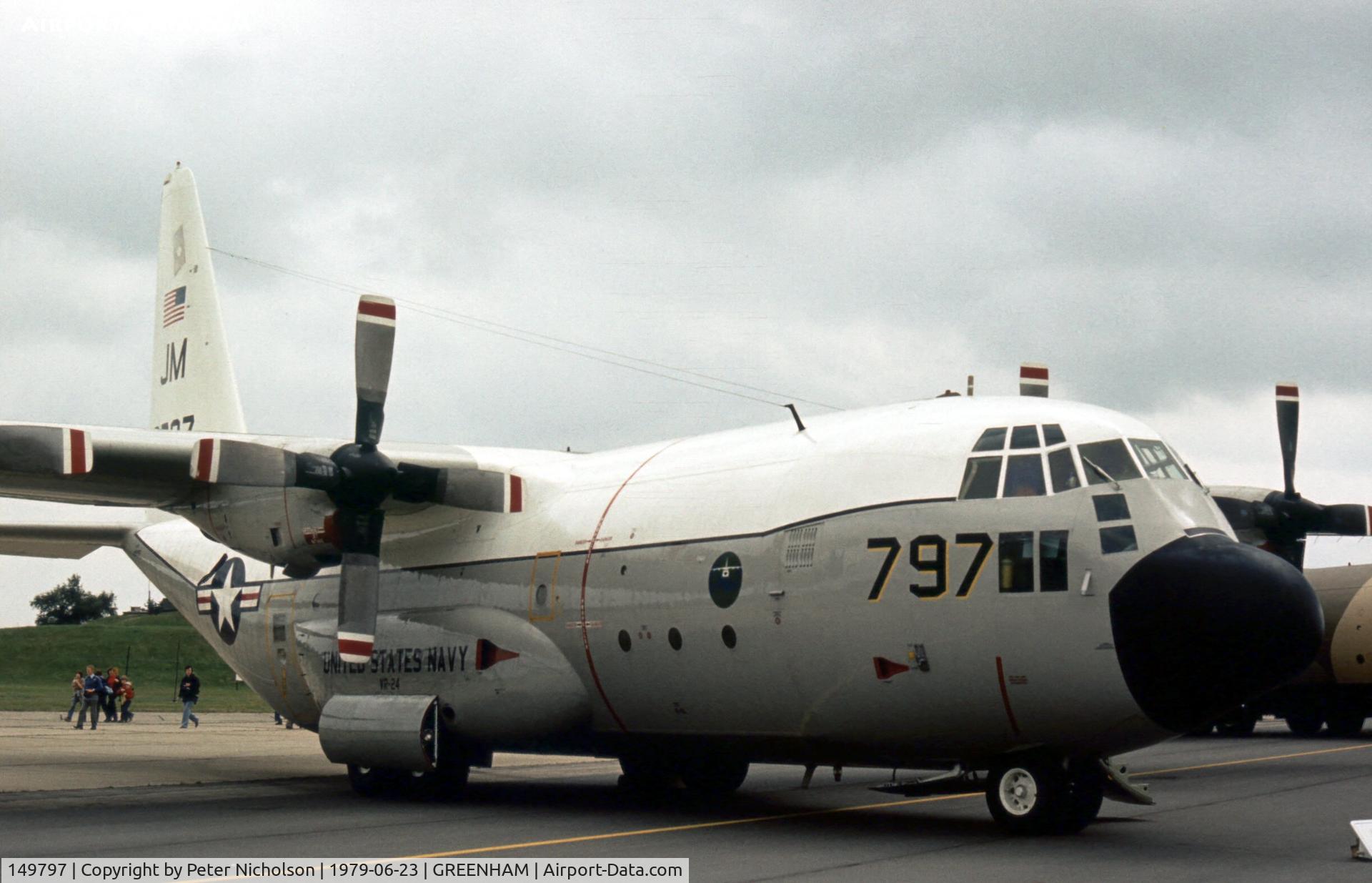 149797, Lockheed C-130F Hercules C/N 282-3666, C-130F Hercules of VR-24 on display at the 1979 Intnl Air Tattoo at RAF Greenham Common.