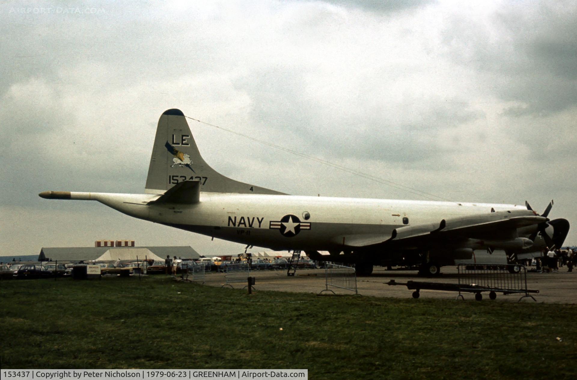 153437, 1966 Lockheed P-3B Orion C/N 185-5234, P-3B Orion of Patrol Squadron VP-11 at the 1979 Intnl Air Tattoo at RAF Greenham Common.