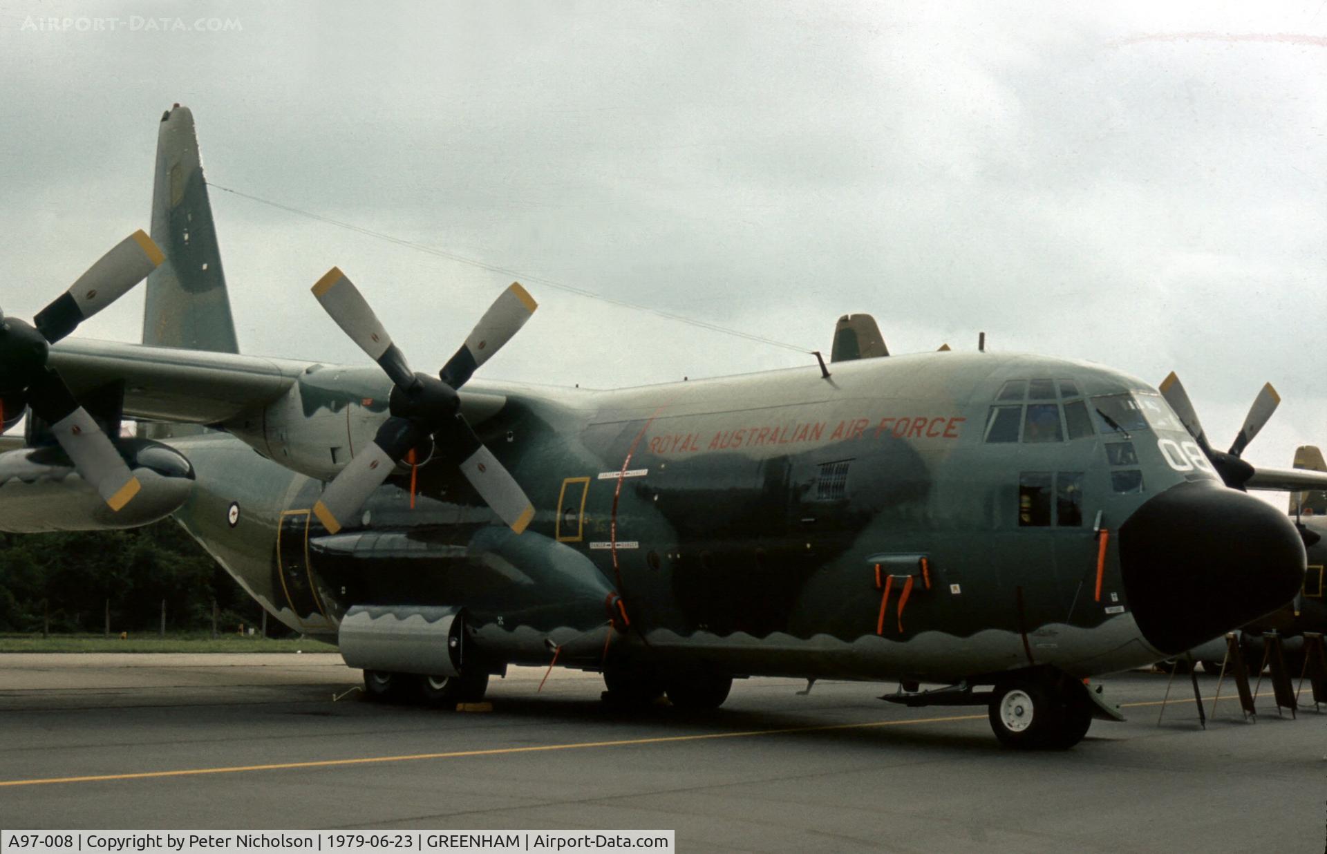 A97-008, 1978 Lockheed C-130H Hercules C/N 382-4788, C-130H Hercules of 36 Squadron Royal Australian Air Force at the 1979 Intnl Air Tattoo at RAF Greenham Common.