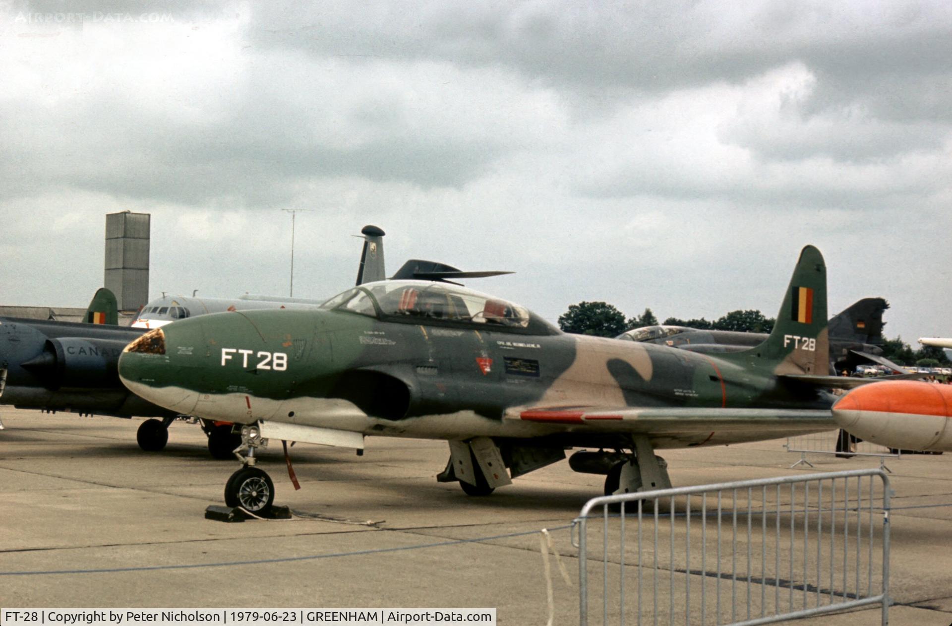 FT-28, Lockheed T-33A Shooting Star C/N 580-9091, T-33A Shooting Star of 11 Squadron Belgian Air Force in the static park of the 1979 Intnl Air Tattoo at RAF Greenham Common.