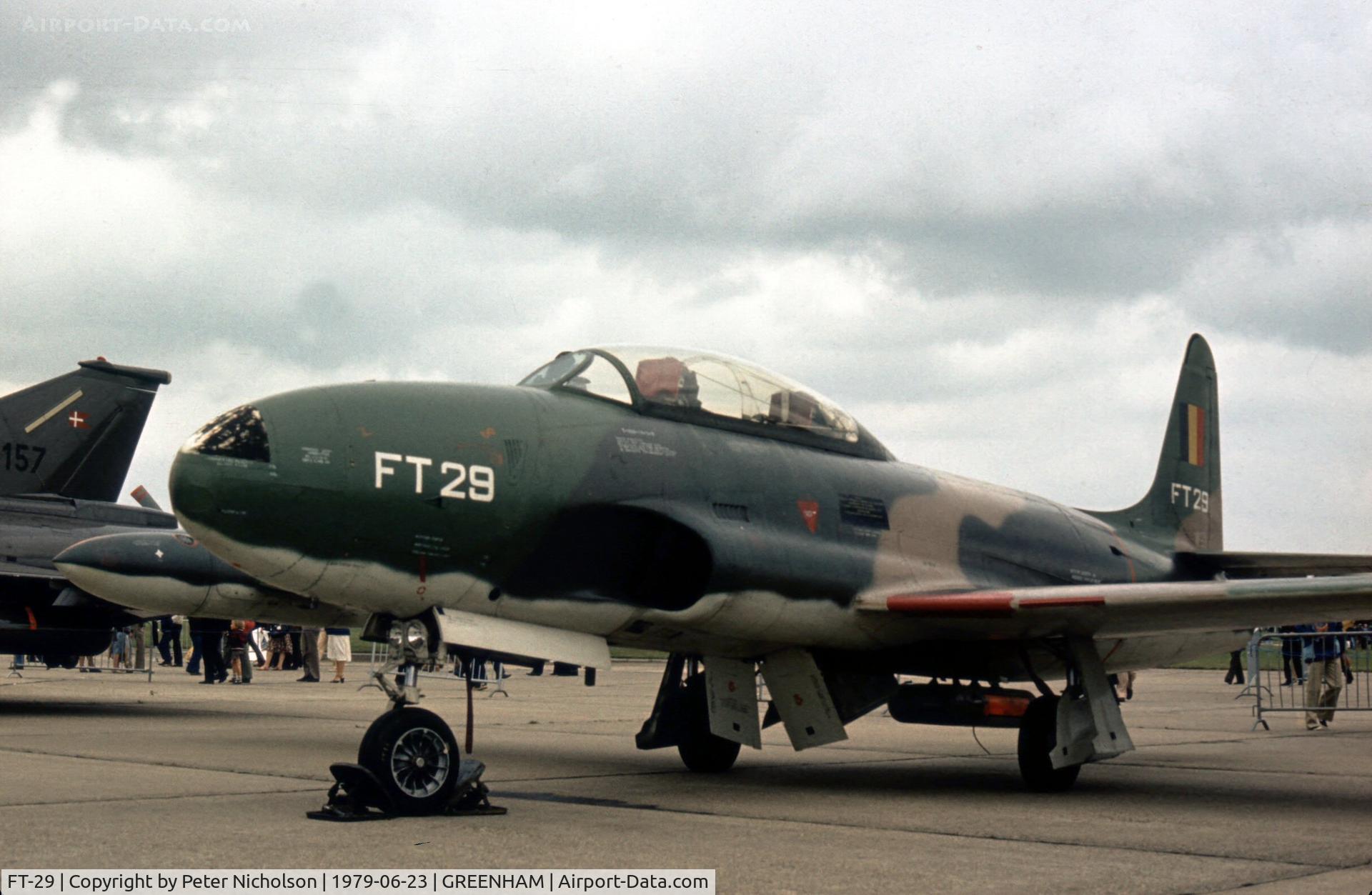 FT-29, 1953 Lockheed T-33A Shooting Star C/N 580-9092, T-33A Shooting Star of Belgian Air Force's 11 Squadron at the 1979 Intnl Air Tattoo at RAF Greenham Common.