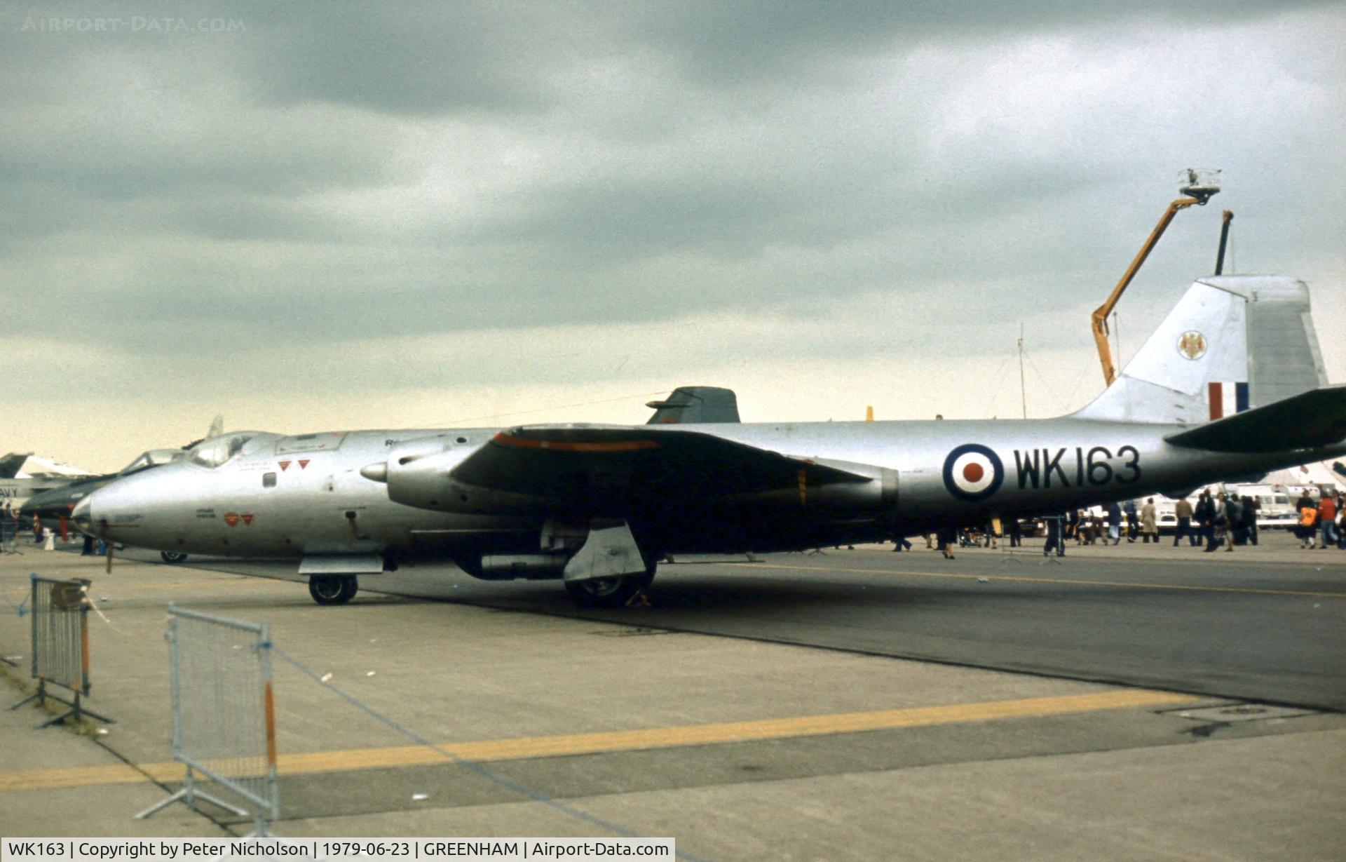 WK163, 1955 English Electric Canberra B.2 C/N EEP71399, Modified Canberra B.6 of the Royal Aircraft Establishment at the 1979 Intnl Air Tattoo at RAF Greenham Common.