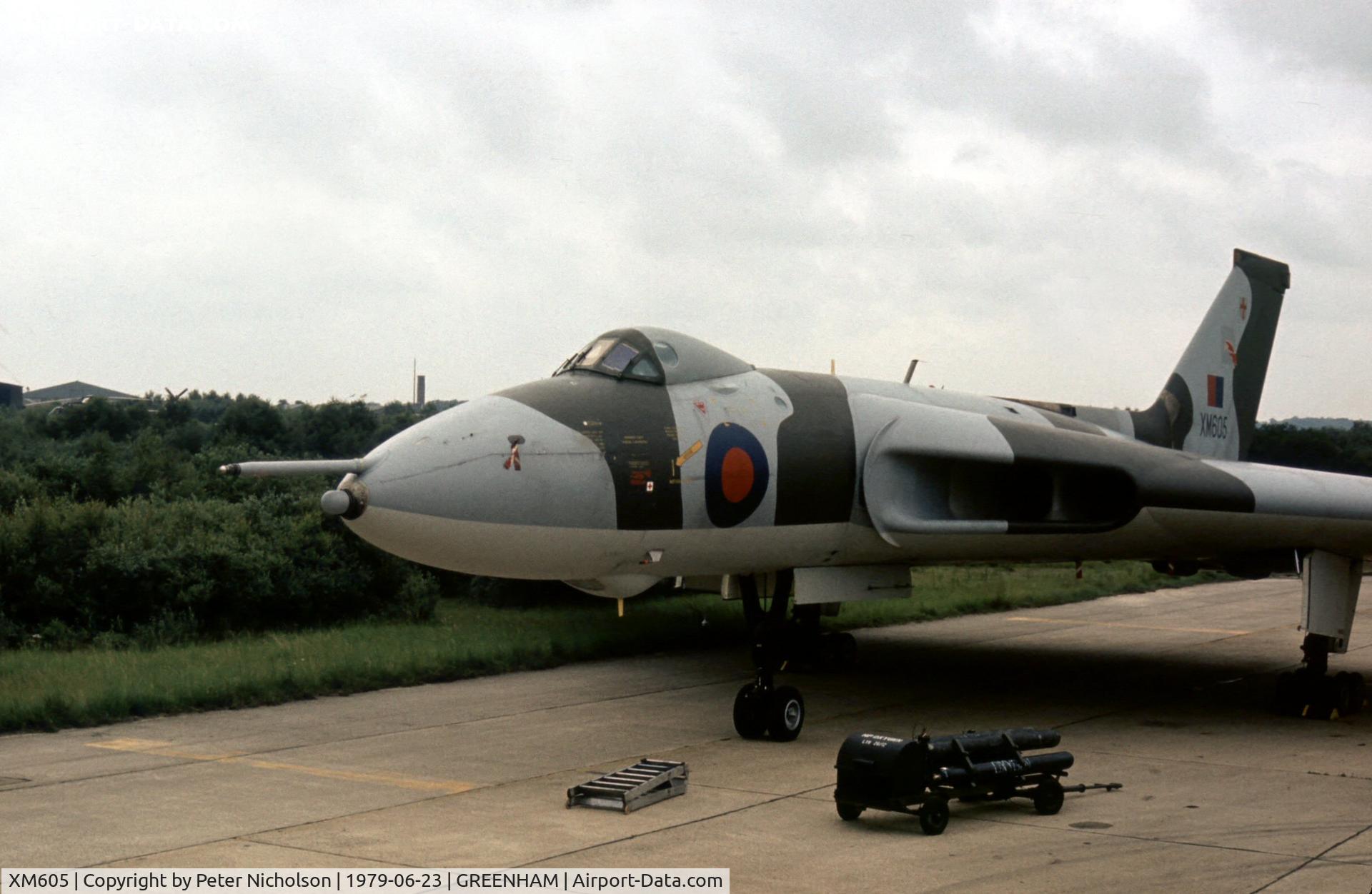 XM605, 1963 Avro Vulcan B.2 C/N Set 69, Now preserved in the USA, this Vulcan B.2 of 50 Squadron was at the 1979 Intnl Air Tattoo at RAF Greenham Common.
