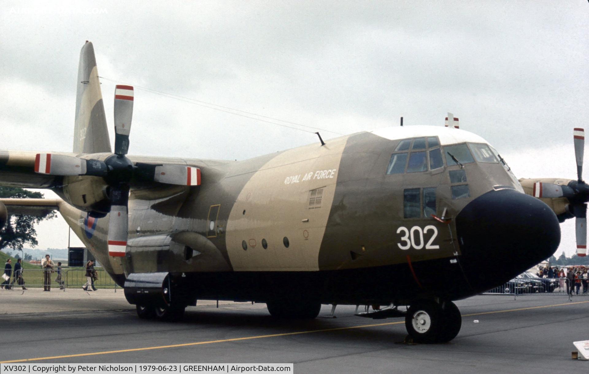 XV302, Lockheed C-130K Hercules C.1 C/N 382-4270, Hercules C.1 of the Lyneham Transport Wing at the 1979 Intnl Air Tattoo at RAF Greenham Common.