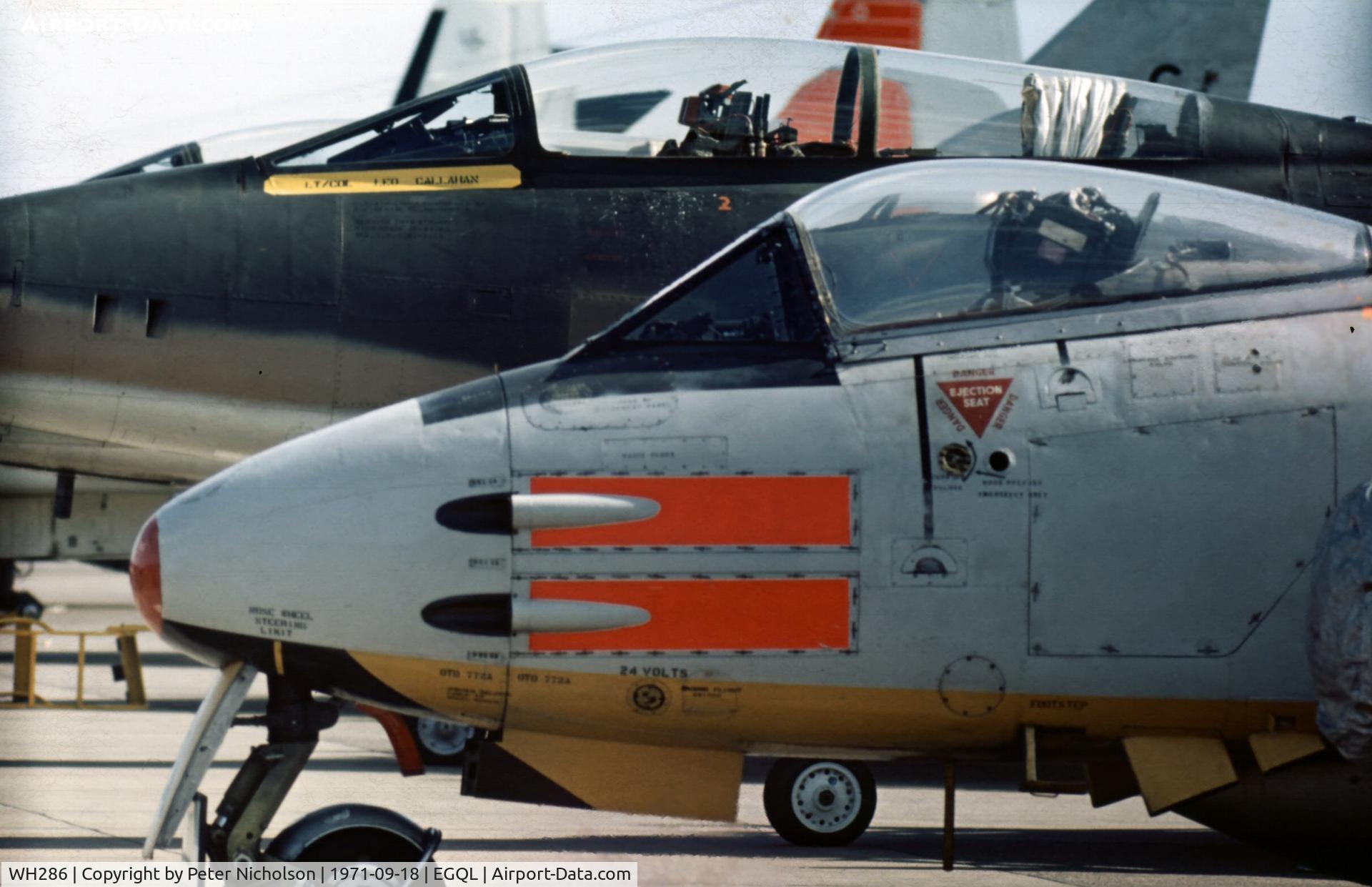 WH286, 1971 Gloster Meteor F.8 C/N Not found WH286, Meteor F.(TT)8 of 229 Operational Conversion Unit in the static park of the 1971 RAF Leuchars Airshow.