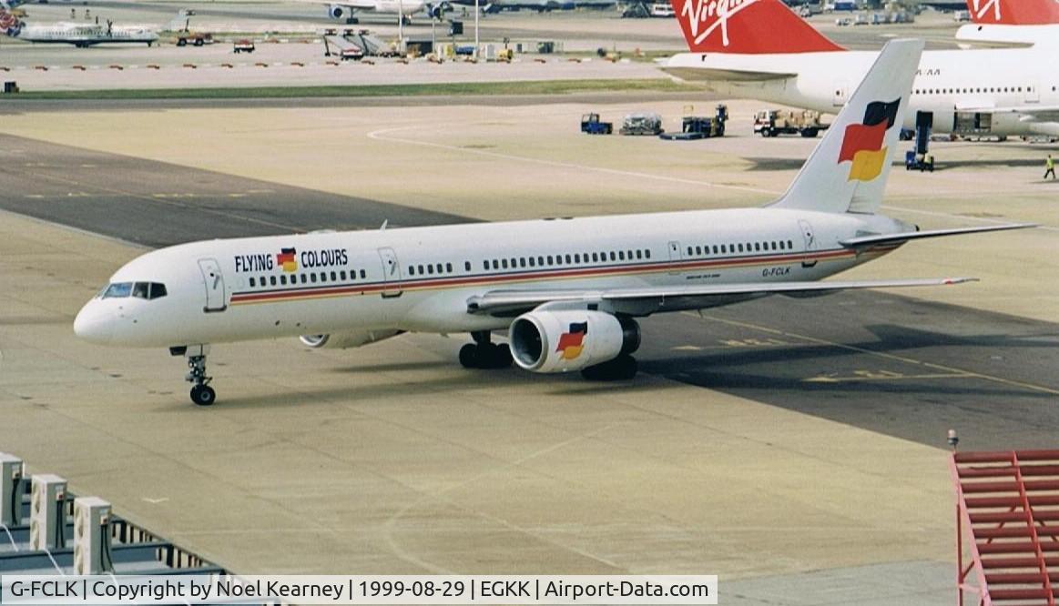 G-FCLK, 1993 Boeing 757-2Y0 C/N 26161, Taxi-ing on to stand