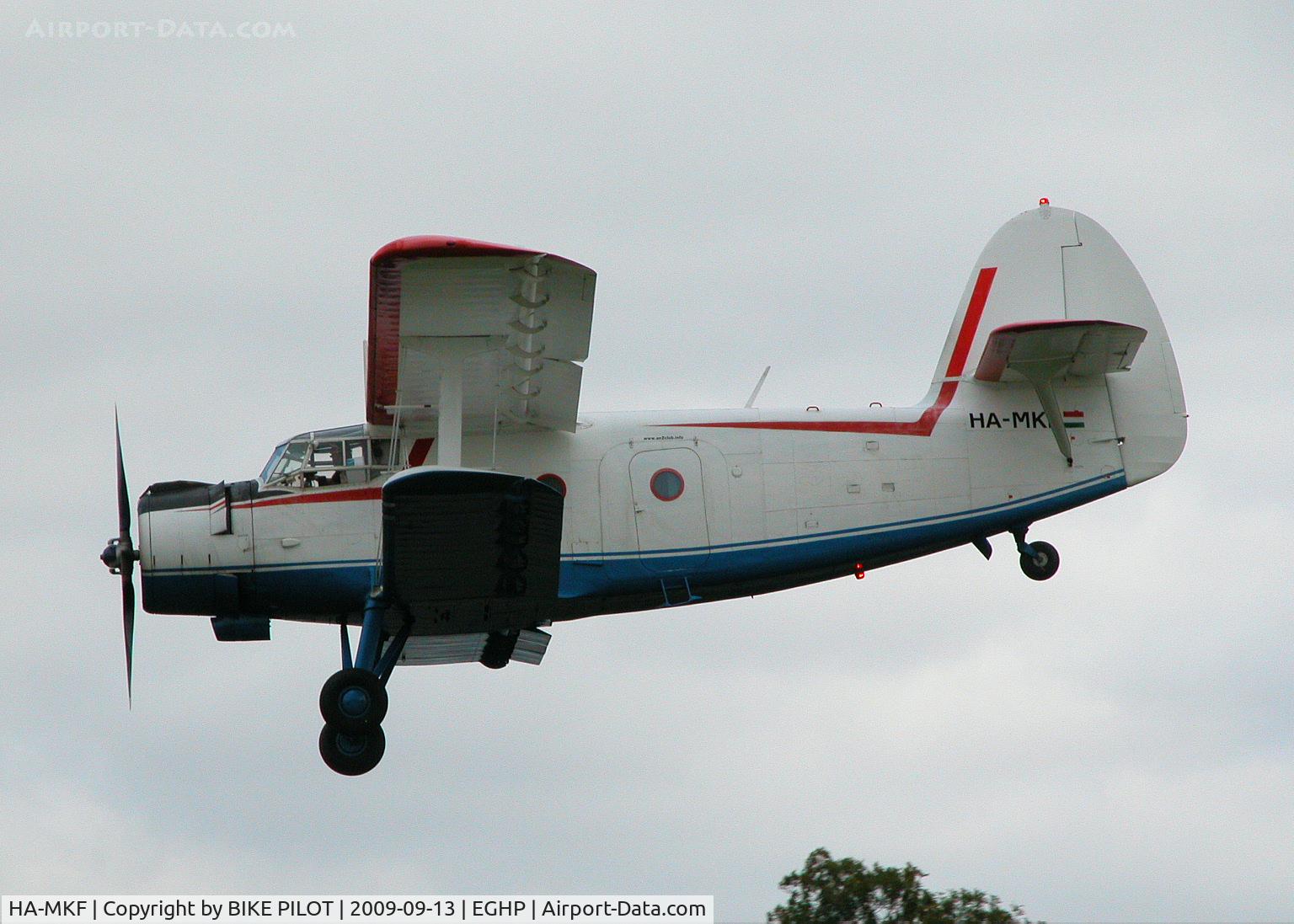 HA-MKF, 1985 Antonov An-2TP C/N 1G233-43, HA-MKF RETURNING FROM TRIP TO OLD SARUM (EGLS) FOR LUNCH.RUSSIAN AIRCRAFT FLY-IN