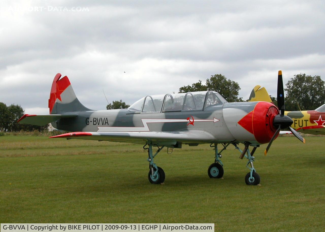 G-BVVA, 1987 Bacau Yak-52 C/N 877610, POPHAM RUSSIAN AIRCRAFT FLY-IN. PREV. REG. LY-ANN.