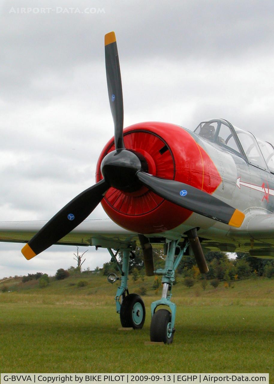 G-BVVA, 1987 Bacau Yak-52 C/N 877610, IVCHENKO VEDENEYEV M-14PF. PREV. REG. LY-ANN. POPHAM RUSSIAN AIRCRAFT FLY-IN