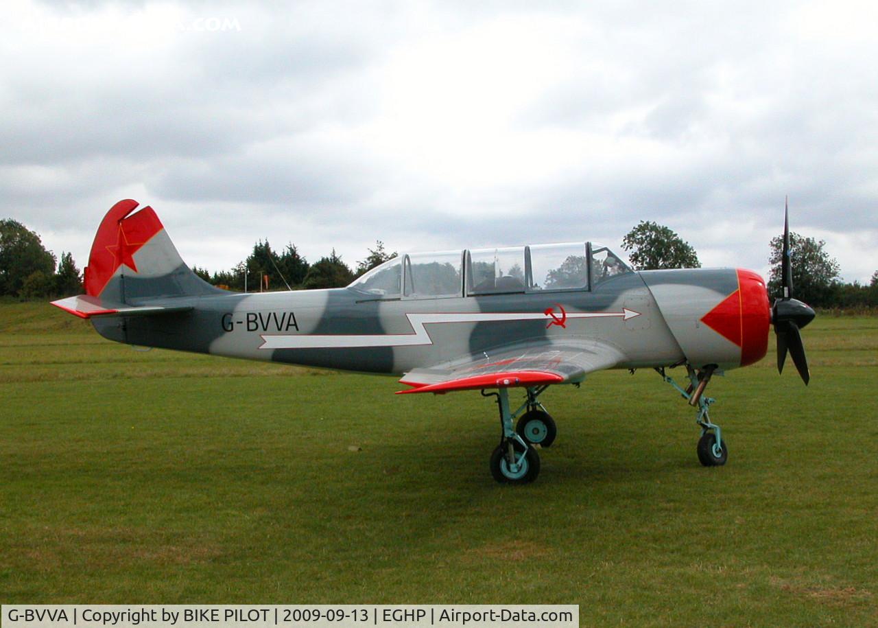 G-BVVA, 1987 Bacau Yak-52 C/N 877610, POPHAM RUSSIAN AIRCRAFT FLY-IN. PREV. REG. LY-ANN