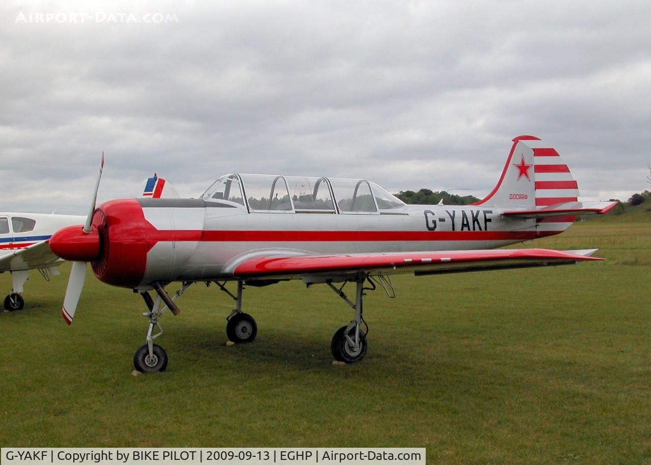 G-YAKF, 1991 Yakovlev (Aerostar) Yak-52 C/N 9111205, POPHAM RUSSIAN AIRCRAFT FLY-IN. PREV. REG. ZU-IAK. .