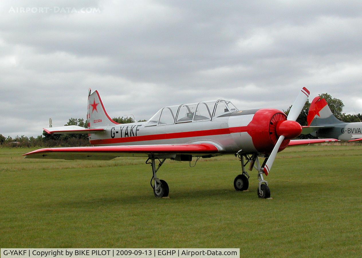 G-YAKF, 1991 Yakovlev (Aerostar) Yak-52 C/N 9111205, POPHAM RUSSIAN AIRCRAFT FLY-IN. PREV. REG. ZU-IAK. 