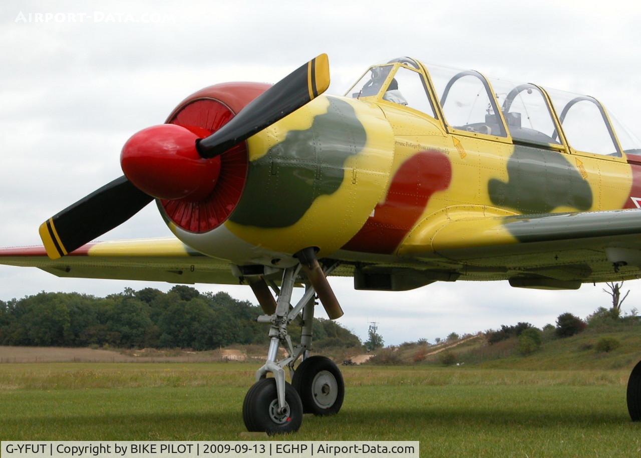 G-YFUT, 1988 Bacau Yak-52 C/N 888410, POPHAM RUSSIAN AIRCRAFT FLY-IN. PREV. REG. LY-FUT.