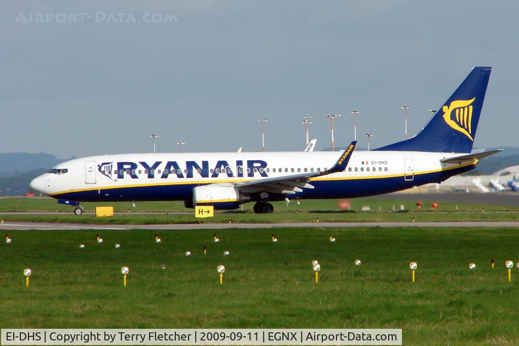 EI-DHS, 2005 Boeing 737-8AS(WL) C/N 33580, Ryanair taxies for departure from East Midlands
