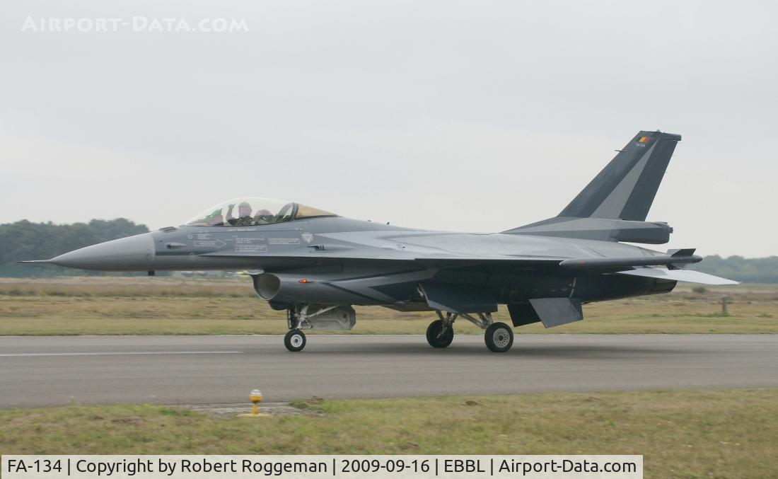 FA-134, SABCA F-16AM Fighting Falcon C/N 6H-134, Tigermeet 2009.Demo aircraft for 2009.Taxiing in after display.