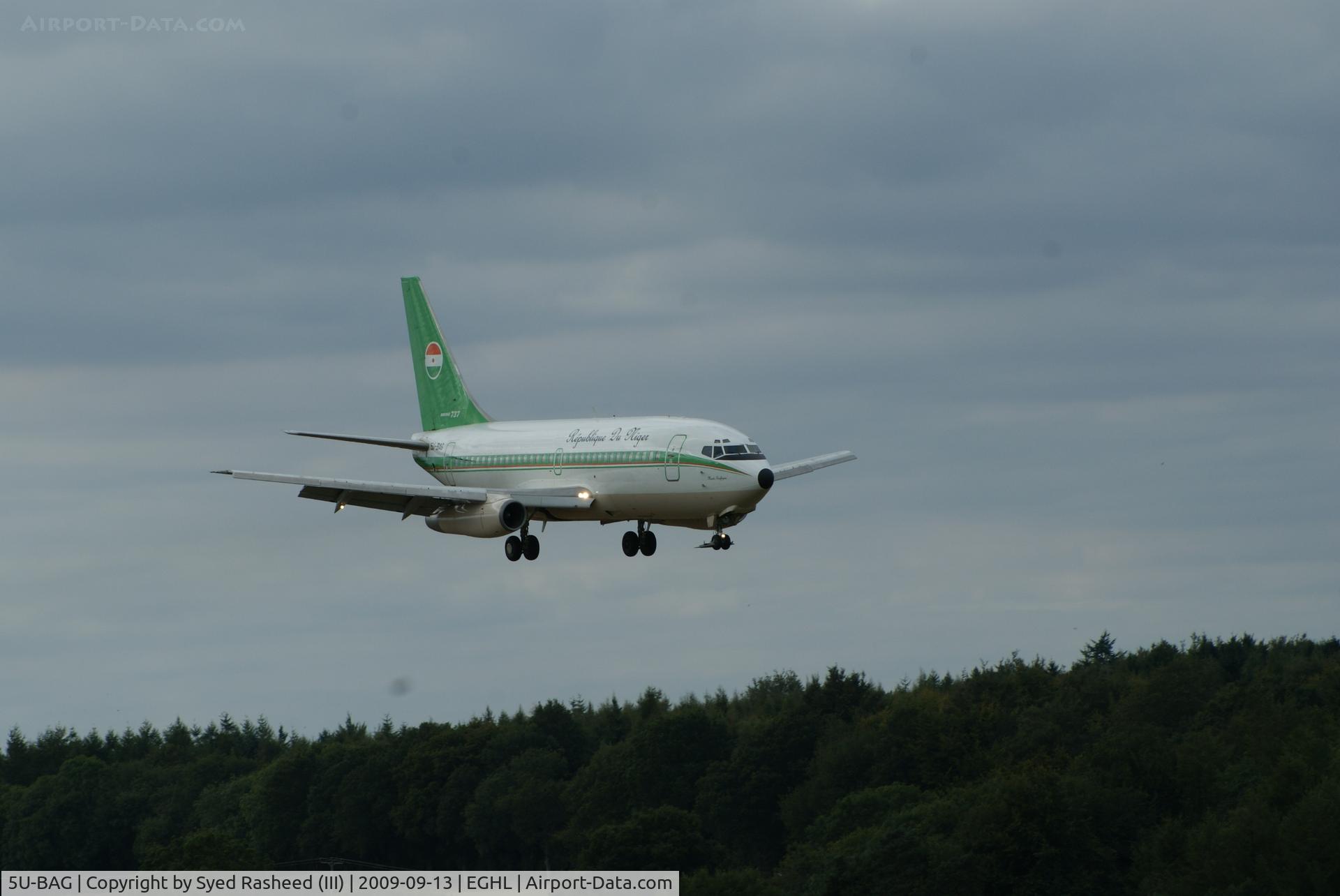 5U-BAG, 1978 Boeing 737-2N9C C/N 21499, Govt of Niger presidential jet landing @ Lasham, UK