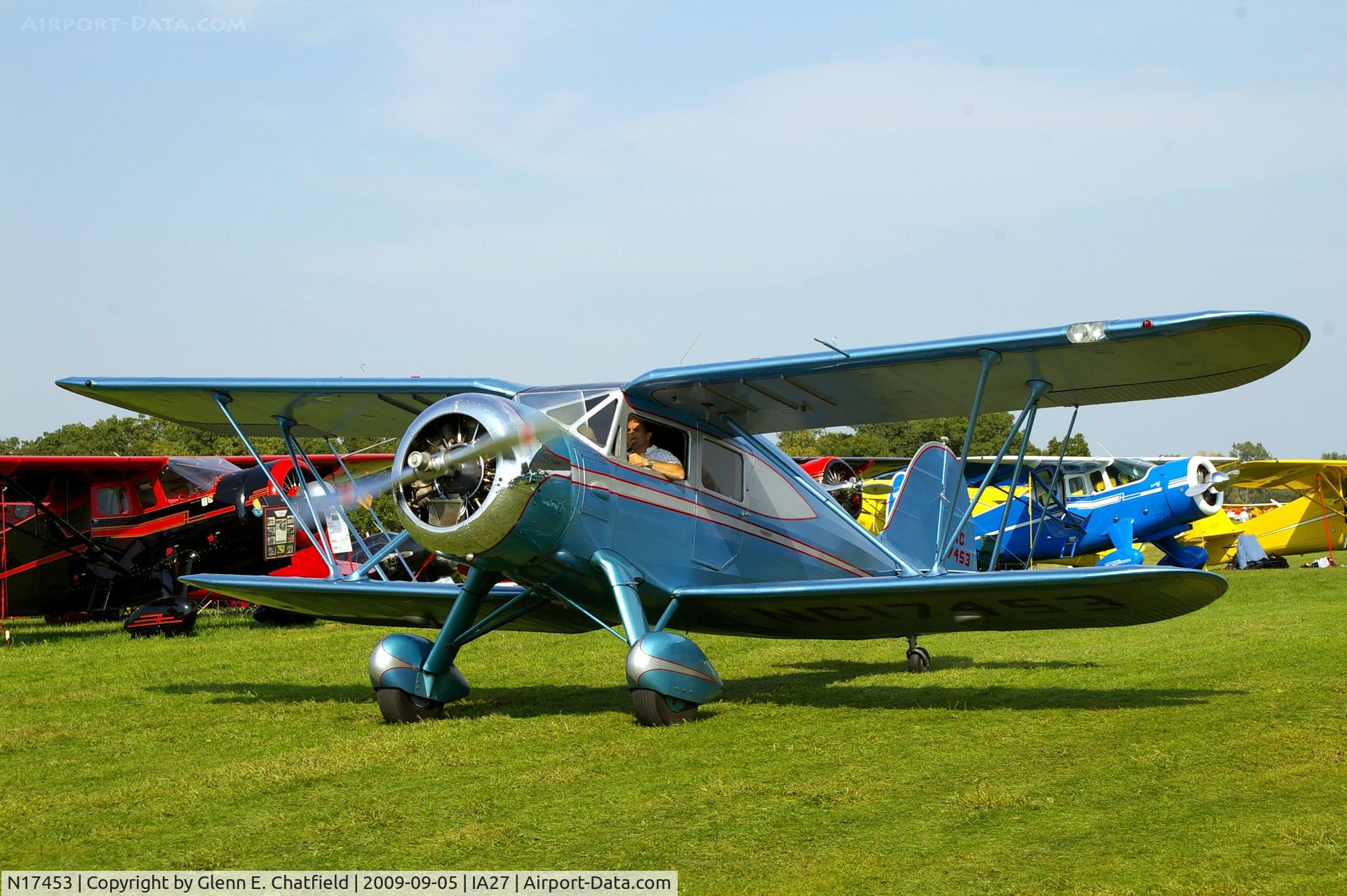 N17453, 1937 Waco YKS-7 C/N 4554, At the Antique Airplane Association Fly In.