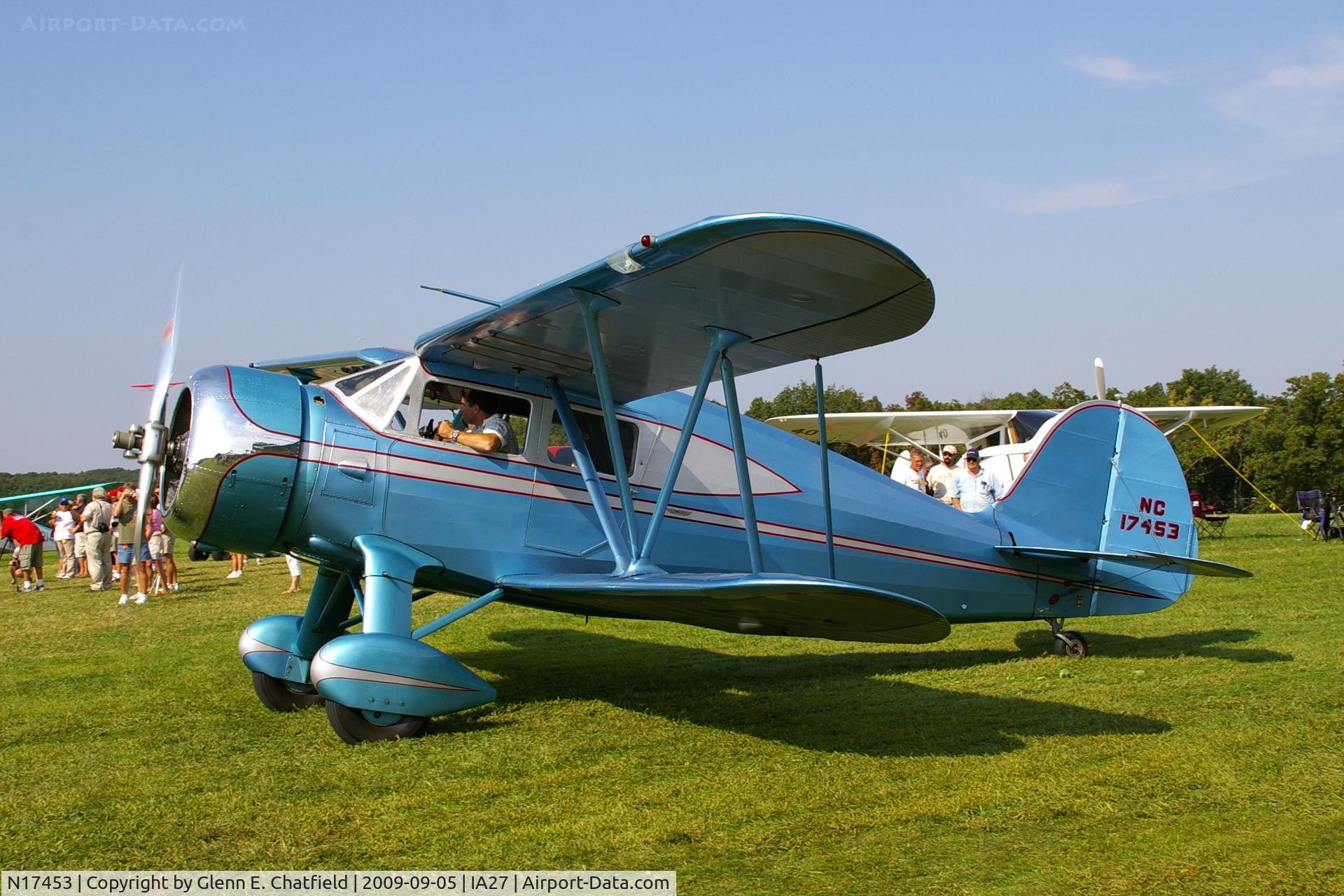 N17453, 1937 Waco YKS-7 C/N 4554, At the Antique Airplane Association Fly In.