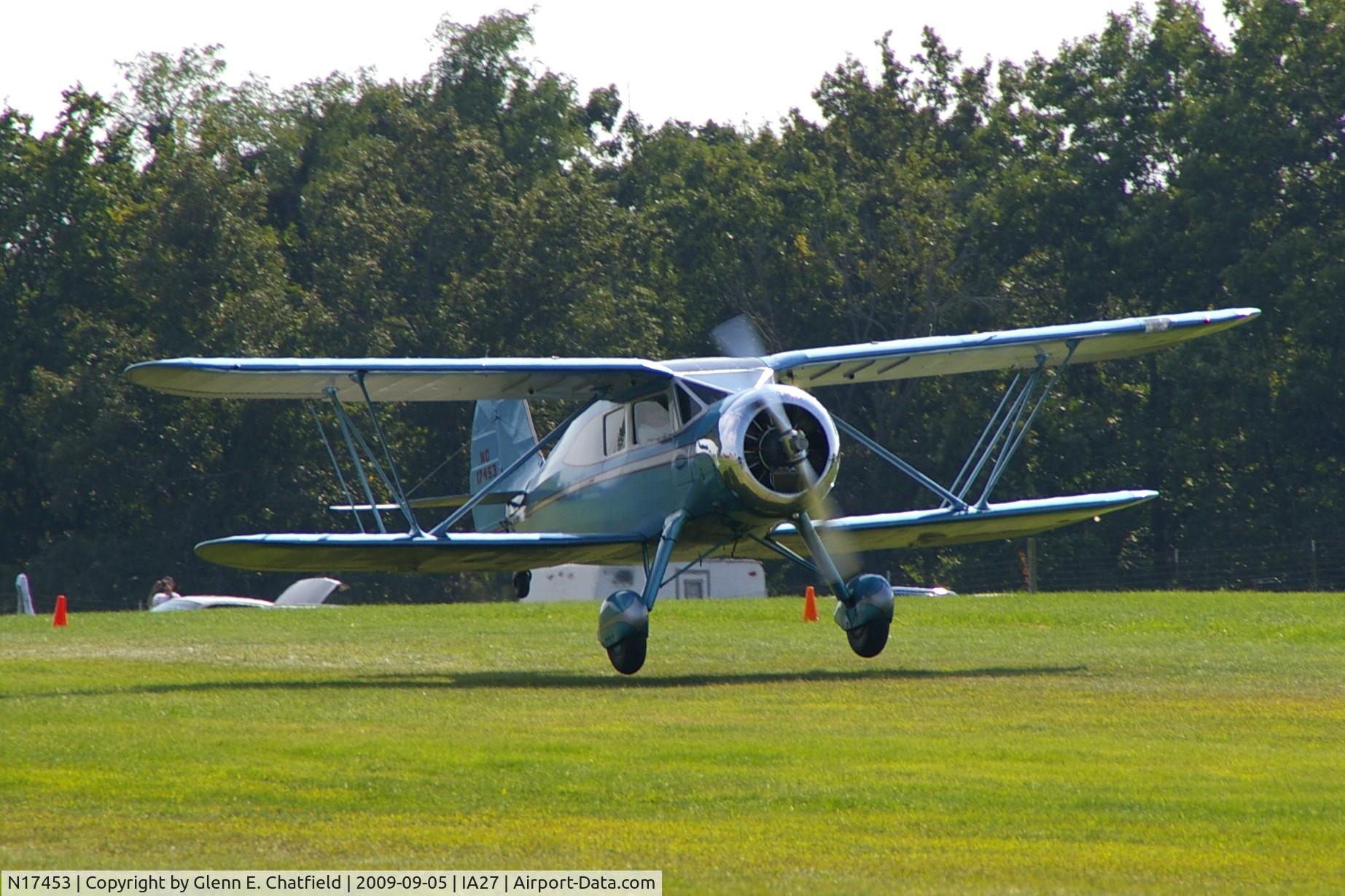 N17453, 1937 Waco YKS-7 C/N 4554, At the Antique Airplane Association Fly In.