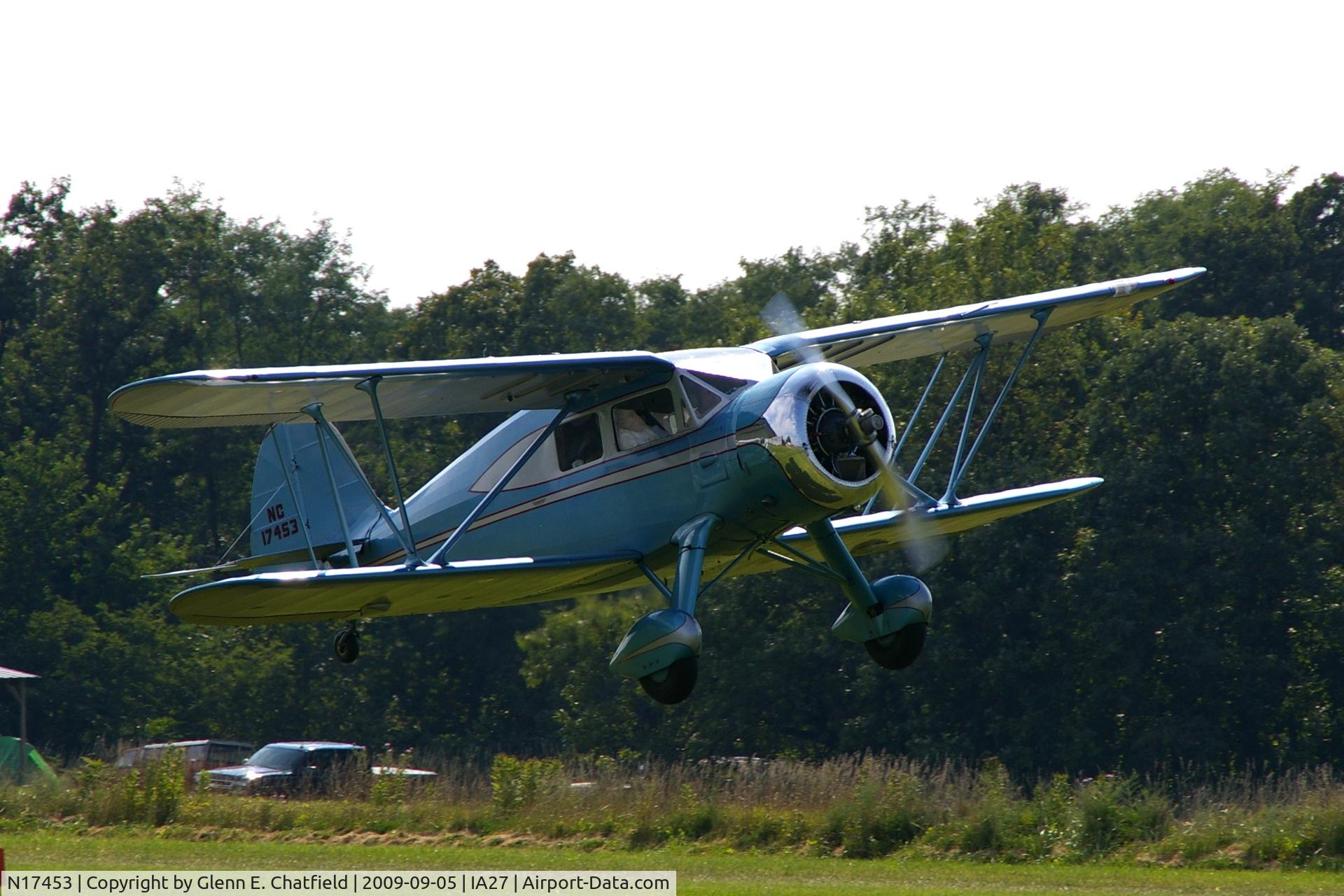 N17453, 1937 Waco YKS-7 C/N 4554, At the Antique Airplane Association Fly In.