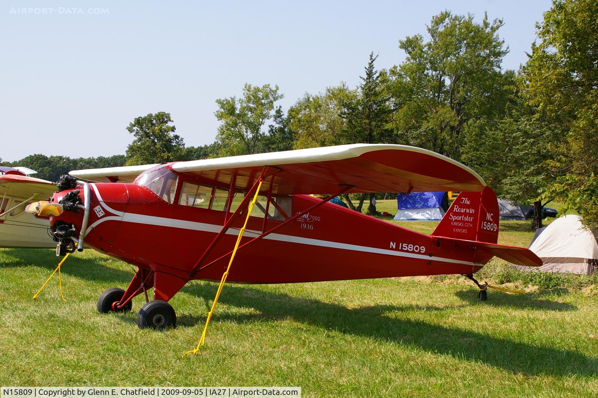 N15809, 1936 Rearwin 7000 C/N 445, At the Antique Airplane Association Fly In.