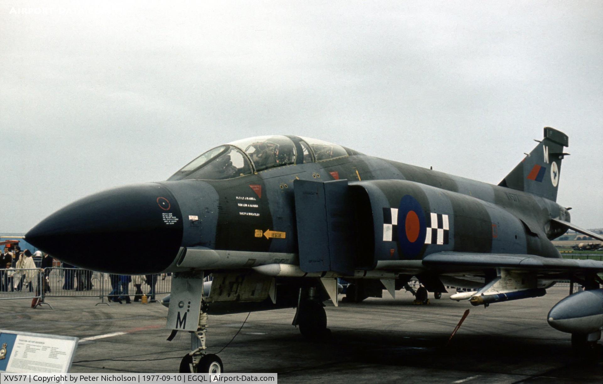 XV577, 1968 McDonnell Douglas Phantom FG1 C/N 3155/9331, Phantom FG.1 of 43 Squadron in the static park at the 1977 RAF Leuchars Airshow.