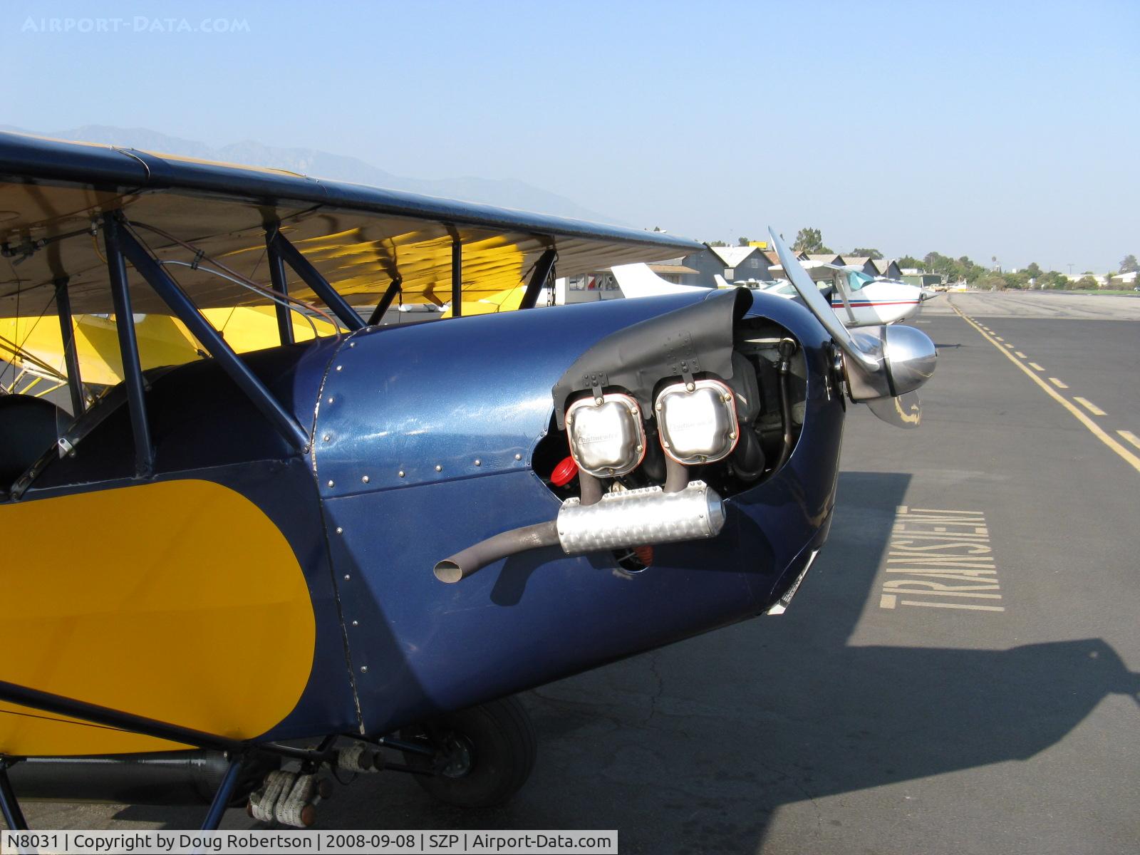 N8031, 1979 Pietenpol Air Camper C/N PHM1, 1979 Heglie PIETENPOL AIR CAMPER, Continenta A&C A65 65 Hp, no electrical system parasol wing early homebuilt design, engine and exhaust