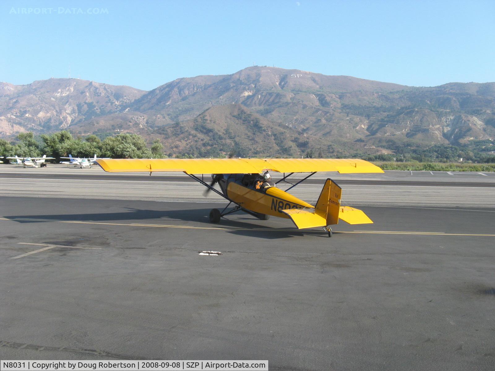 N8031, 1979 Pietenpol Air Camper C/N PHM1, 1979 Heglie PIETENPOL AIR CAMPER, Continenta A&C A65 65 Hp, no electrical system parasol wing early homebuilt design, taxi to Rwy 22