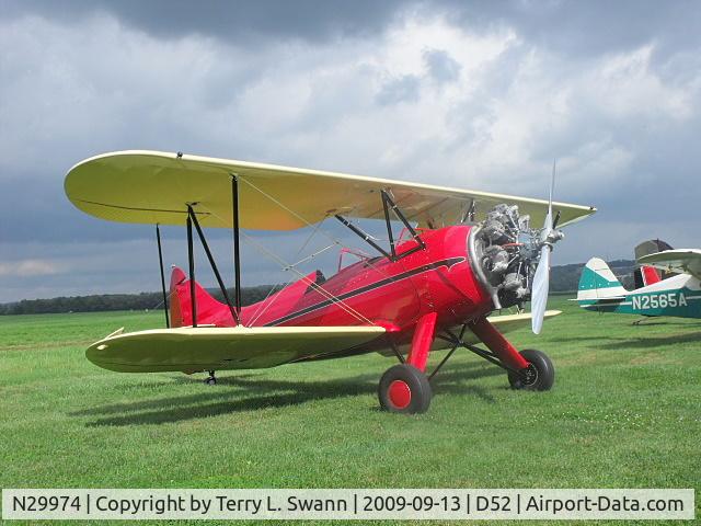 N29974, 1940 Waco UPF-7 C/N 5471, Parked at the Geneseo BBQ Chicken & Corn Roast.