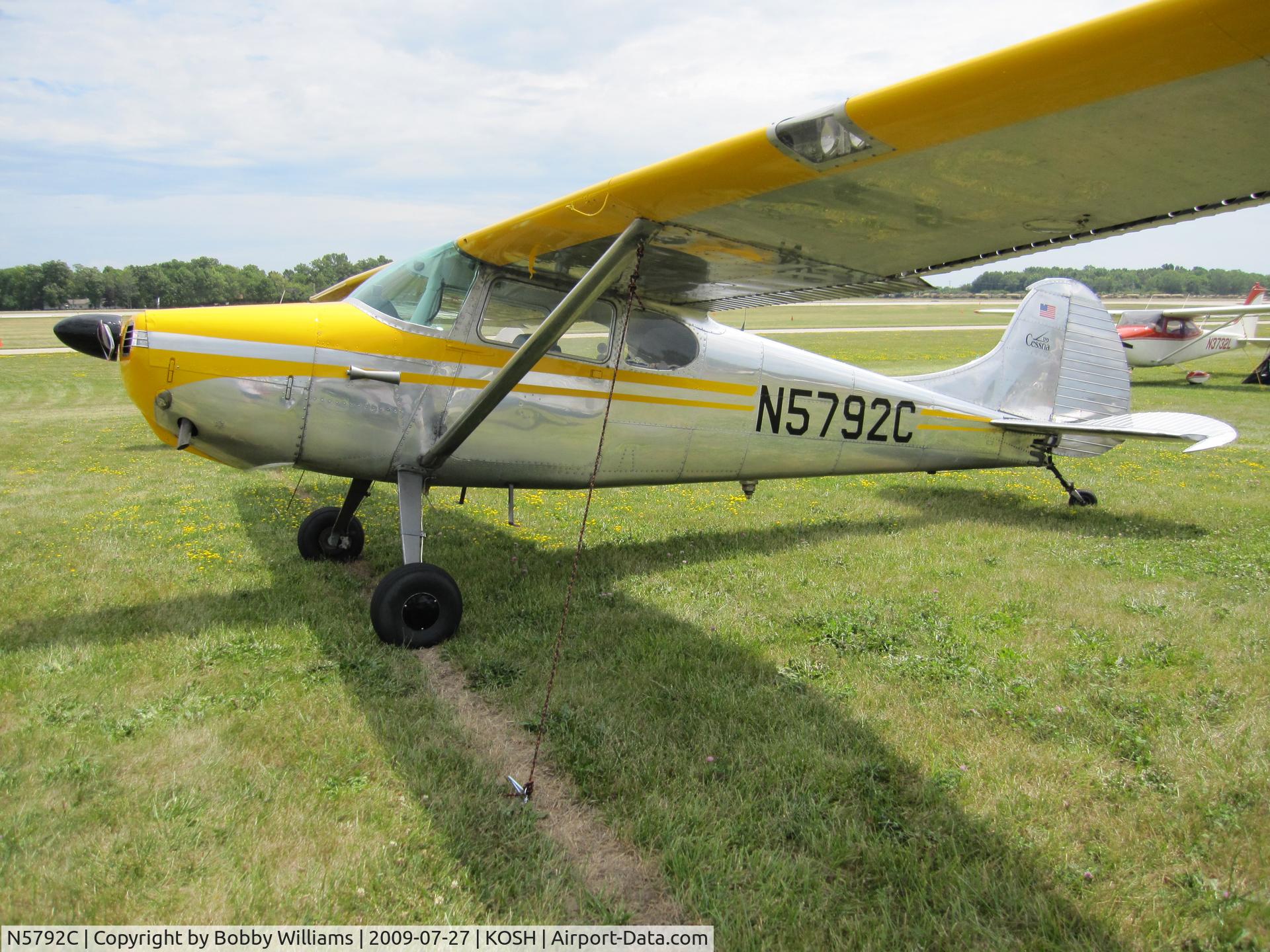 N5792C, 1950 Cessna 170A C/N 19746, Tied down at EAA AirVenture 2009