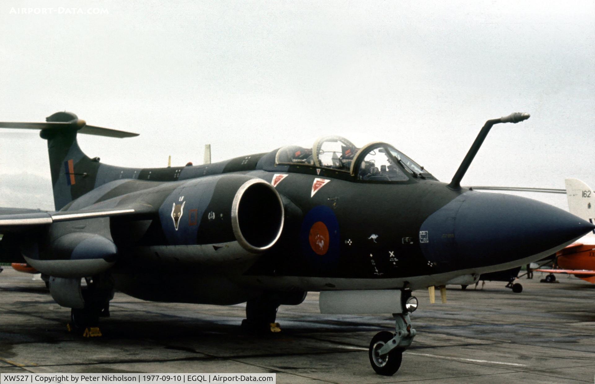 XW527, 1970 Hawker Siddeley Buccaneer S.2B C/N B3-03-69, Buccaneer S.2B of 12 Squadron at the 1977 RAF Leuchars Airshow.