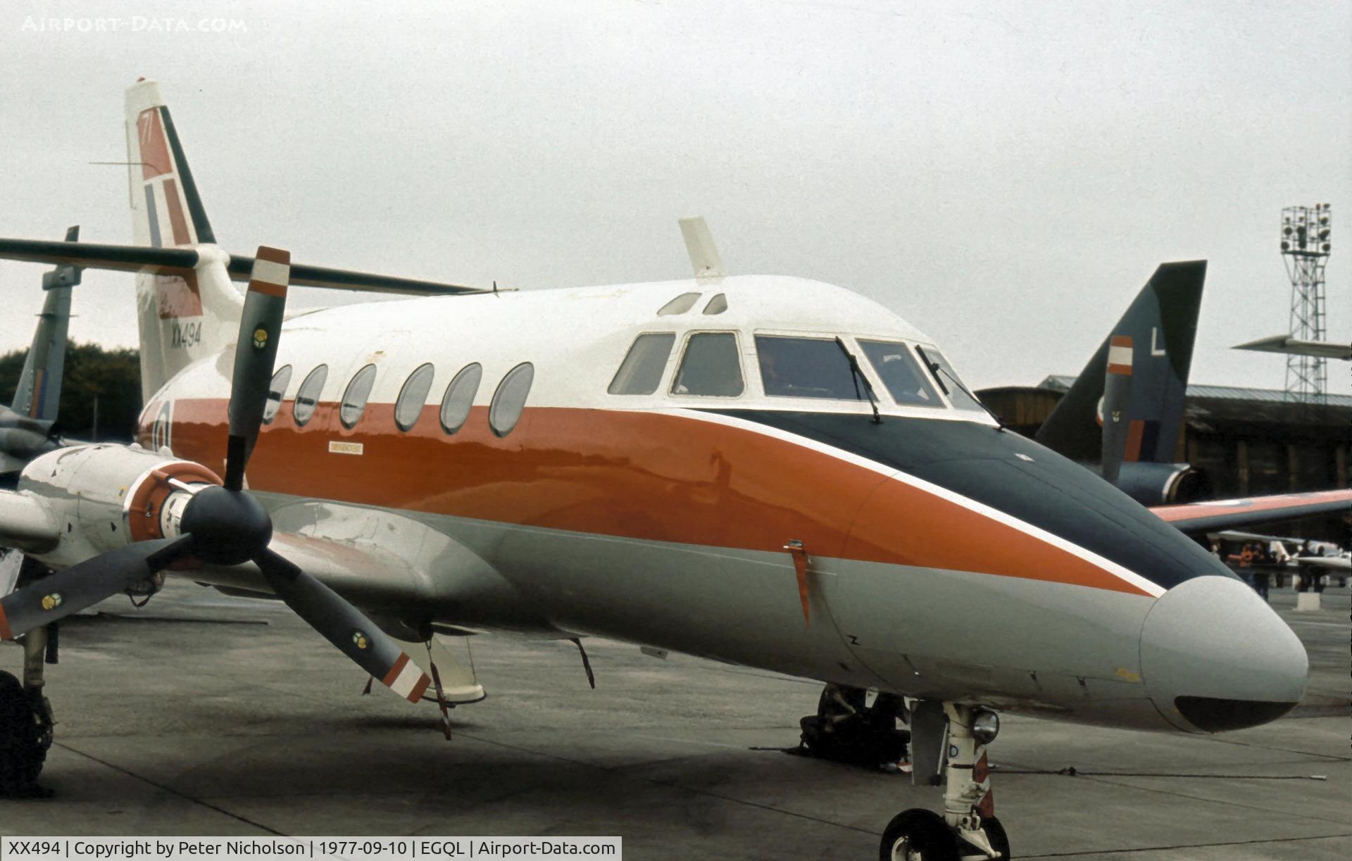 XX494, 1975 Scottish Aviation HP-137 Jetstream T.1 C/N 422, Jetstream T.1 of the Multi-Engine Training Squadron at the 1977 RAF Leuchars Airshow.