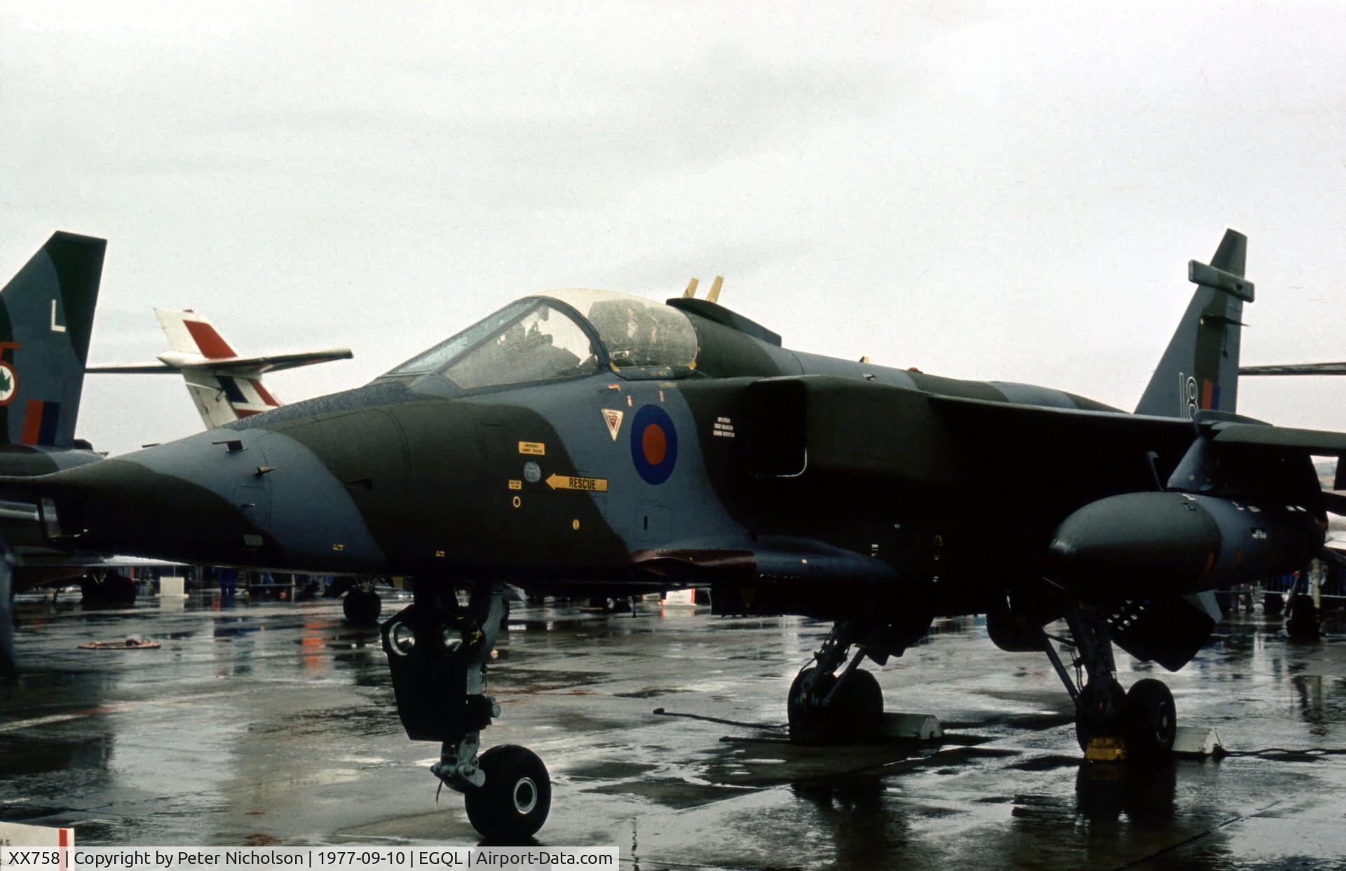 XX758, 1975 Sepecat Jaguar GR.1 C/N S.55, Jaguar GR.1 of 226 Operational Conversion Unit at the 1977 RAF Leuchars Airshow.