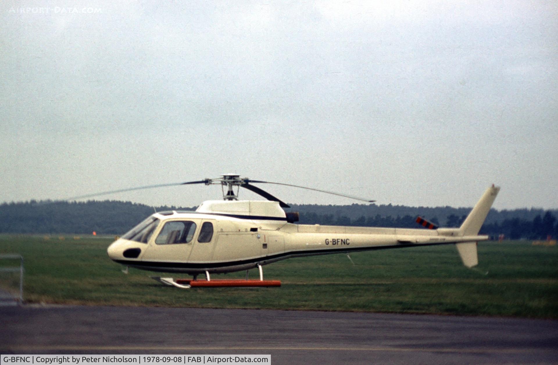 G-BFNC, 1978 Aerospatiale AS-350B Ecureuil C/N 1009, Aerospatiale Ecureuil at the 1978 Farnborough Airshow.