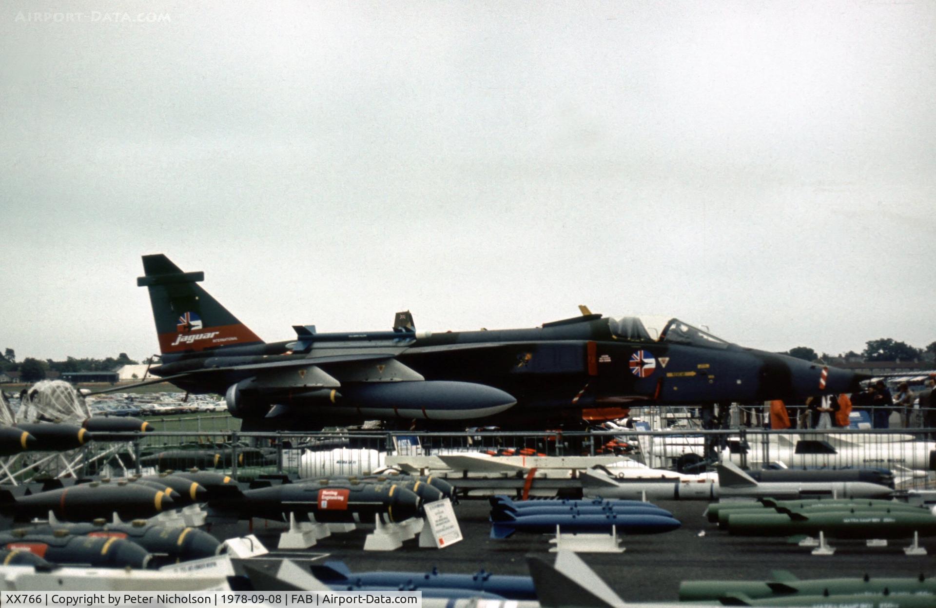 XX766, 1975 Sepecat Jaguar GR.1 C/N S.63, Jaguar GR.1 of 226 Operational Conversion Unit at the 1978 Farnborough Airshow.