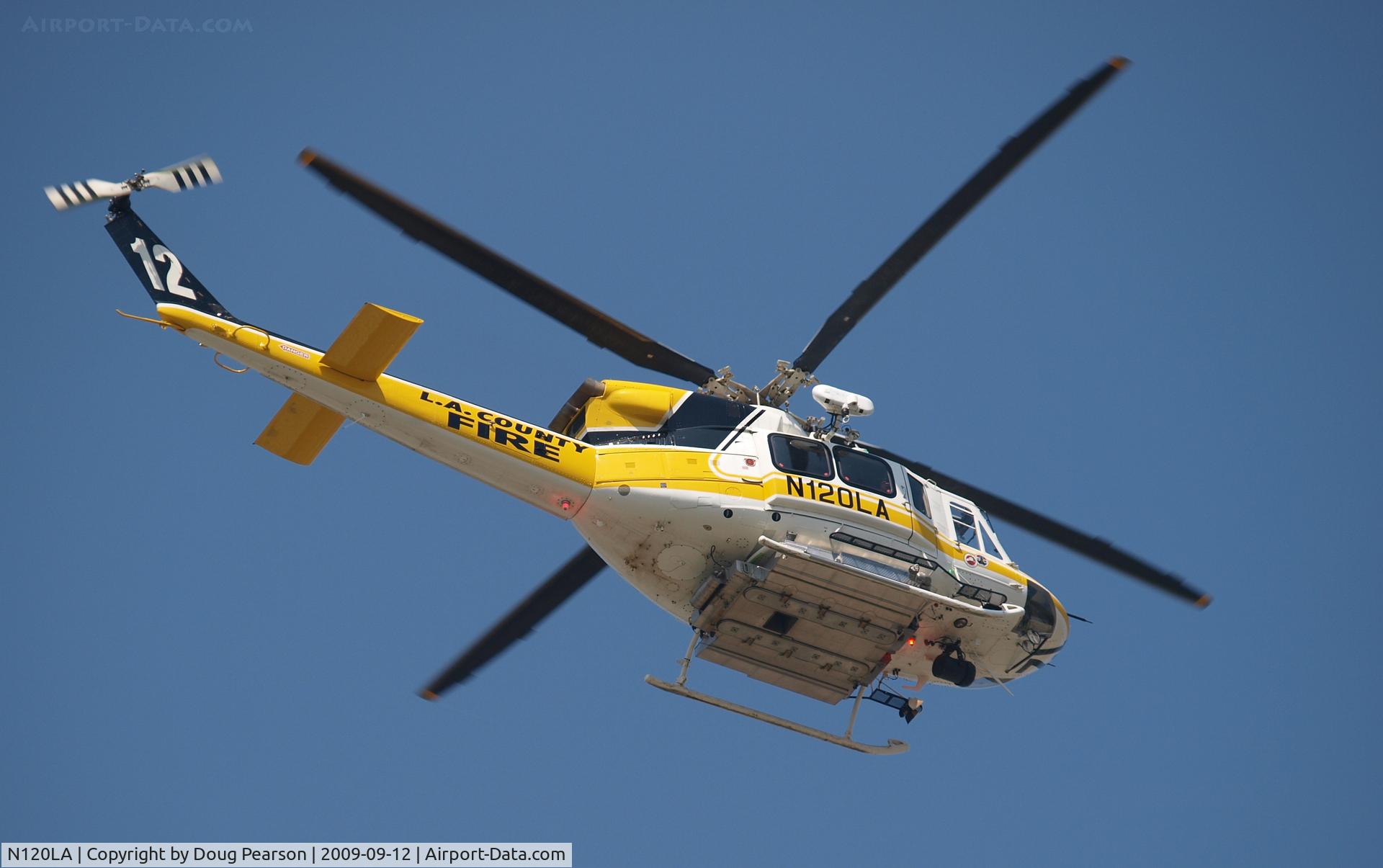 N120LA, 2007 Bell 412EP C/N 36455, LA County Copter 12 over Dodger Stadium